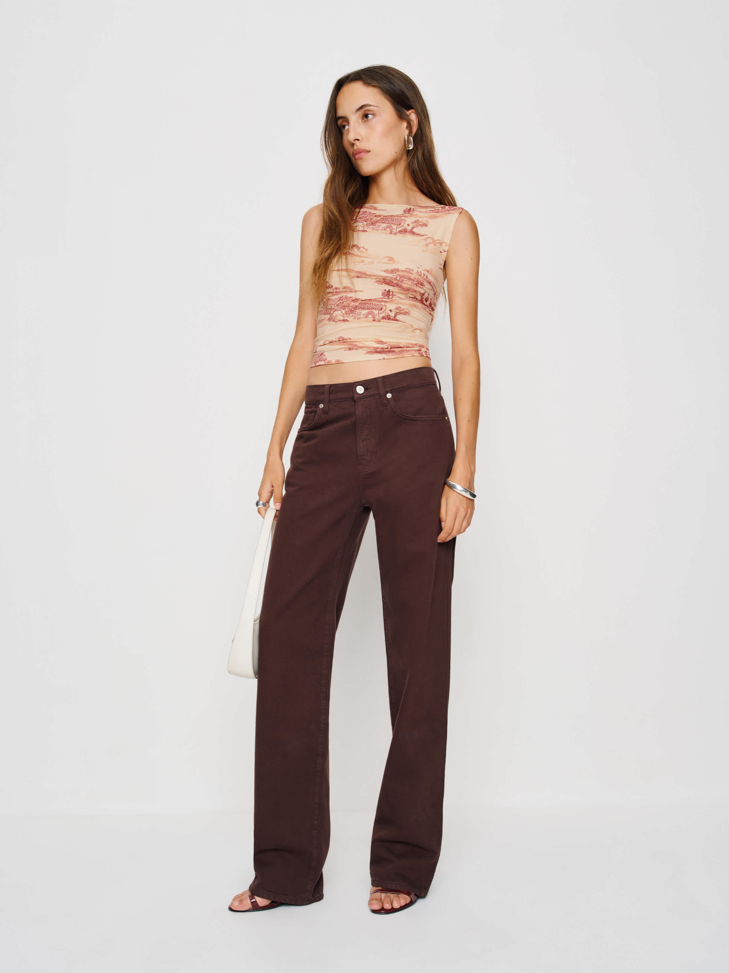 Reformation Dusk Knit Top In Brown