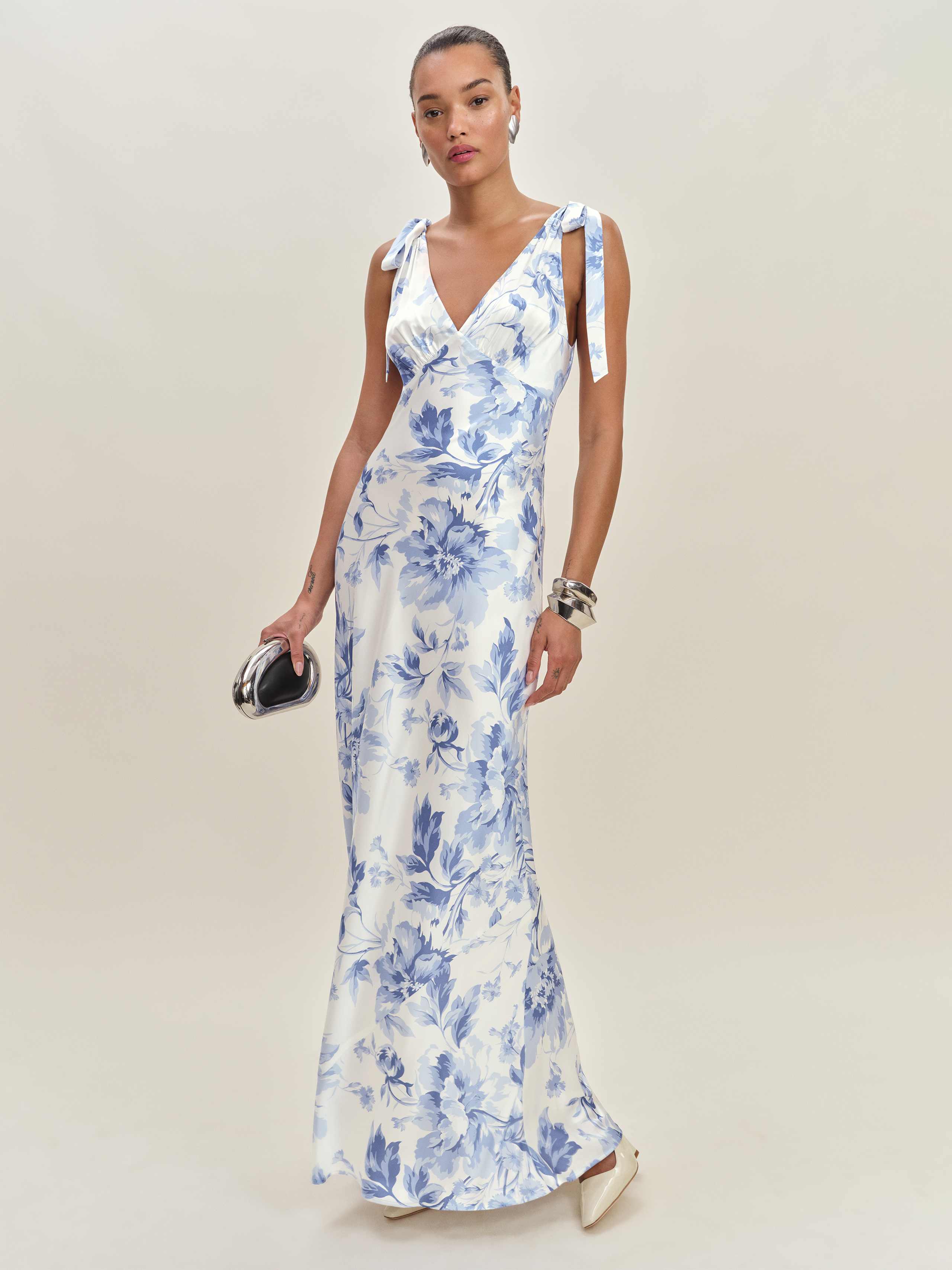Reformation Pernille Silk Dress In Meringue