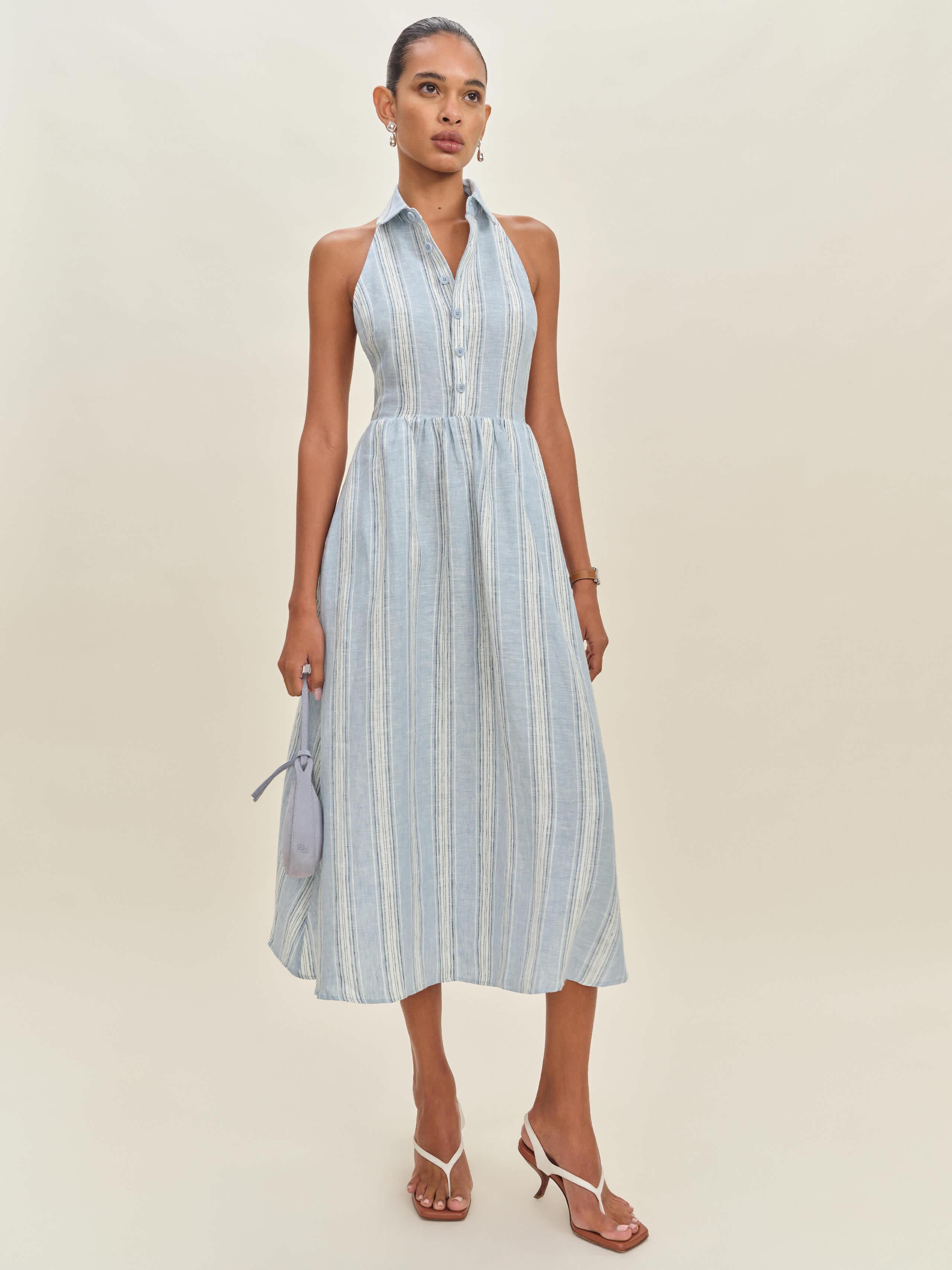 Reformation Tace Linen Midi Shirt Dress
