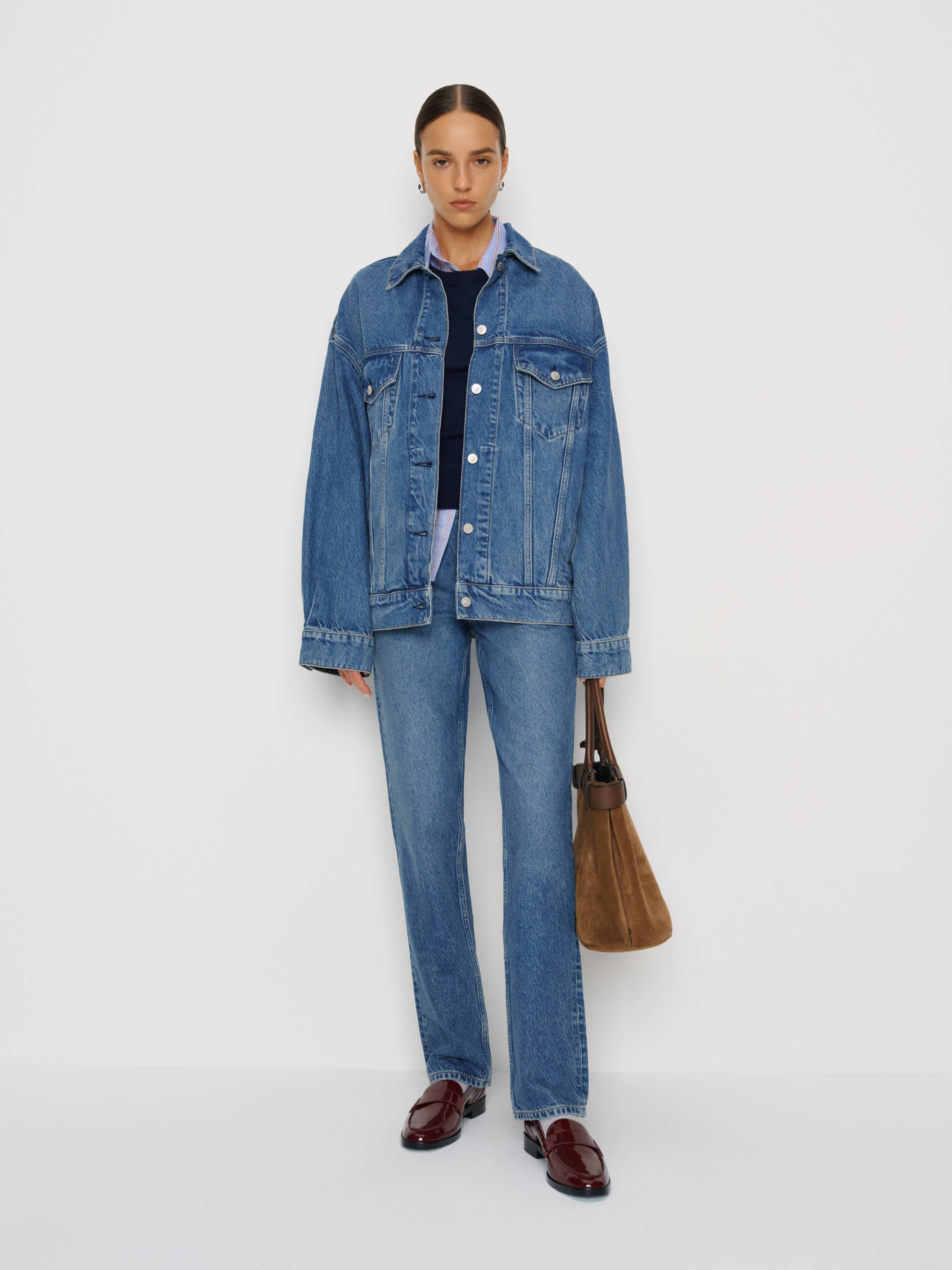 Reformation Brooks Oversized Denim Jacket In Blue