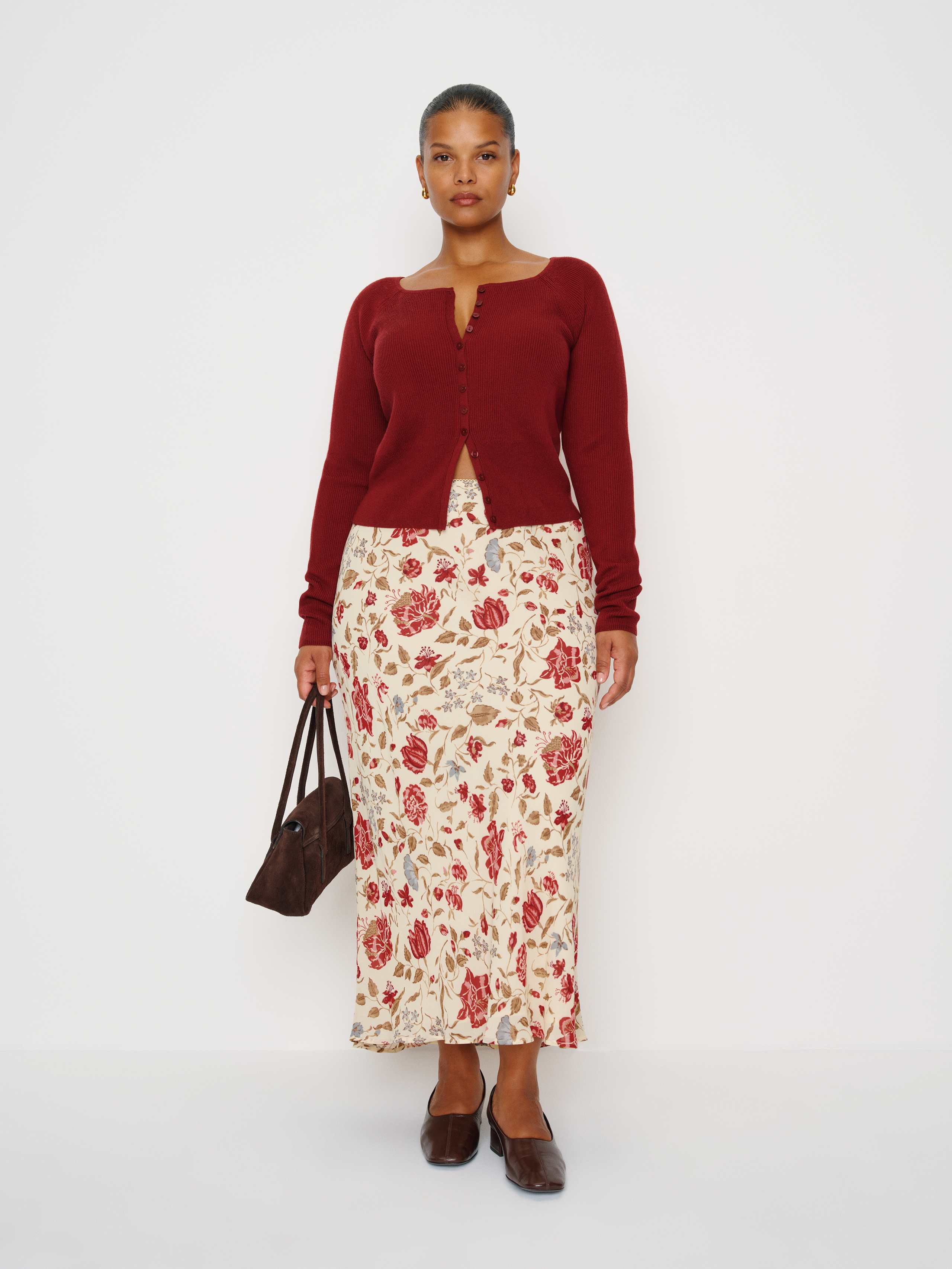 Reformation Layla Skirt Es In Burgundy