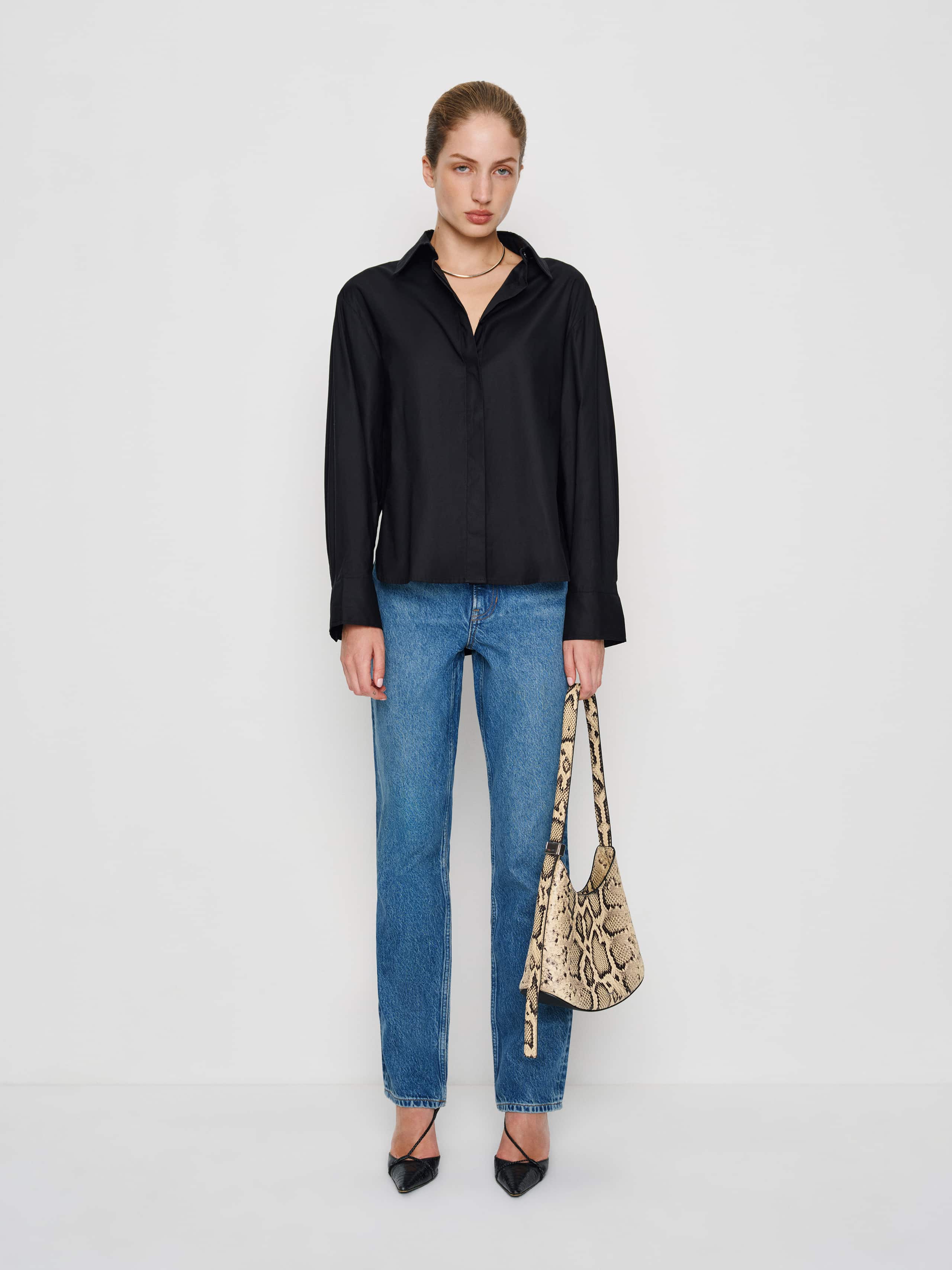 Reformation Andy Oversized Shirt In Black