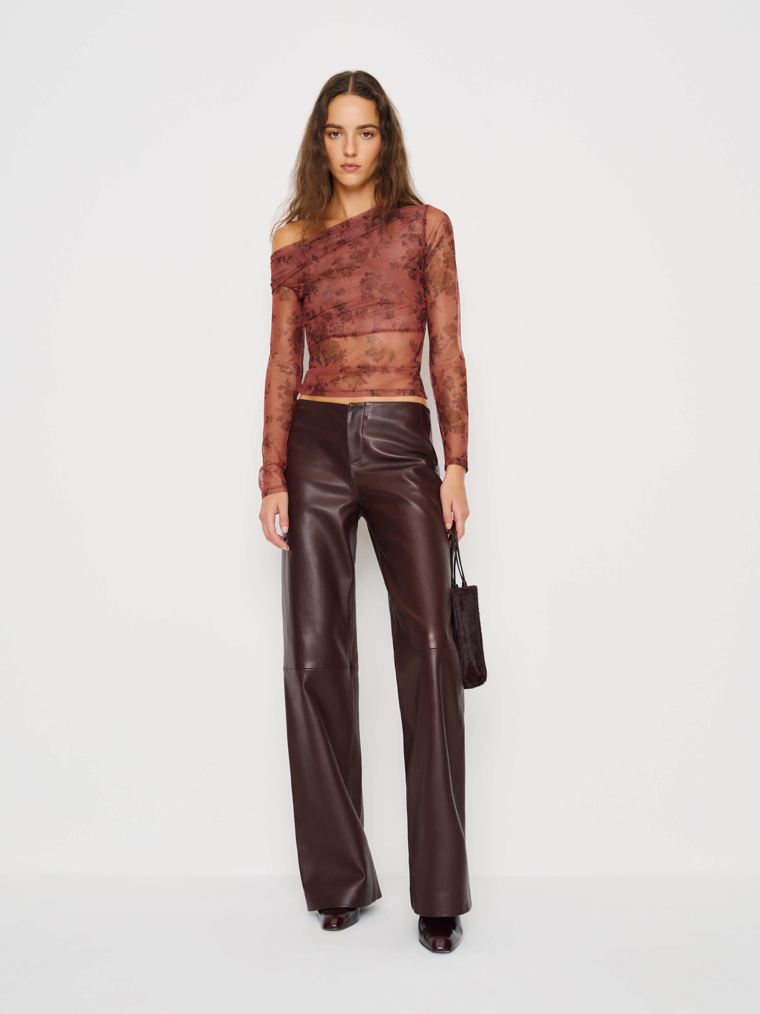 Reformation Elio Knit Top In Brown
