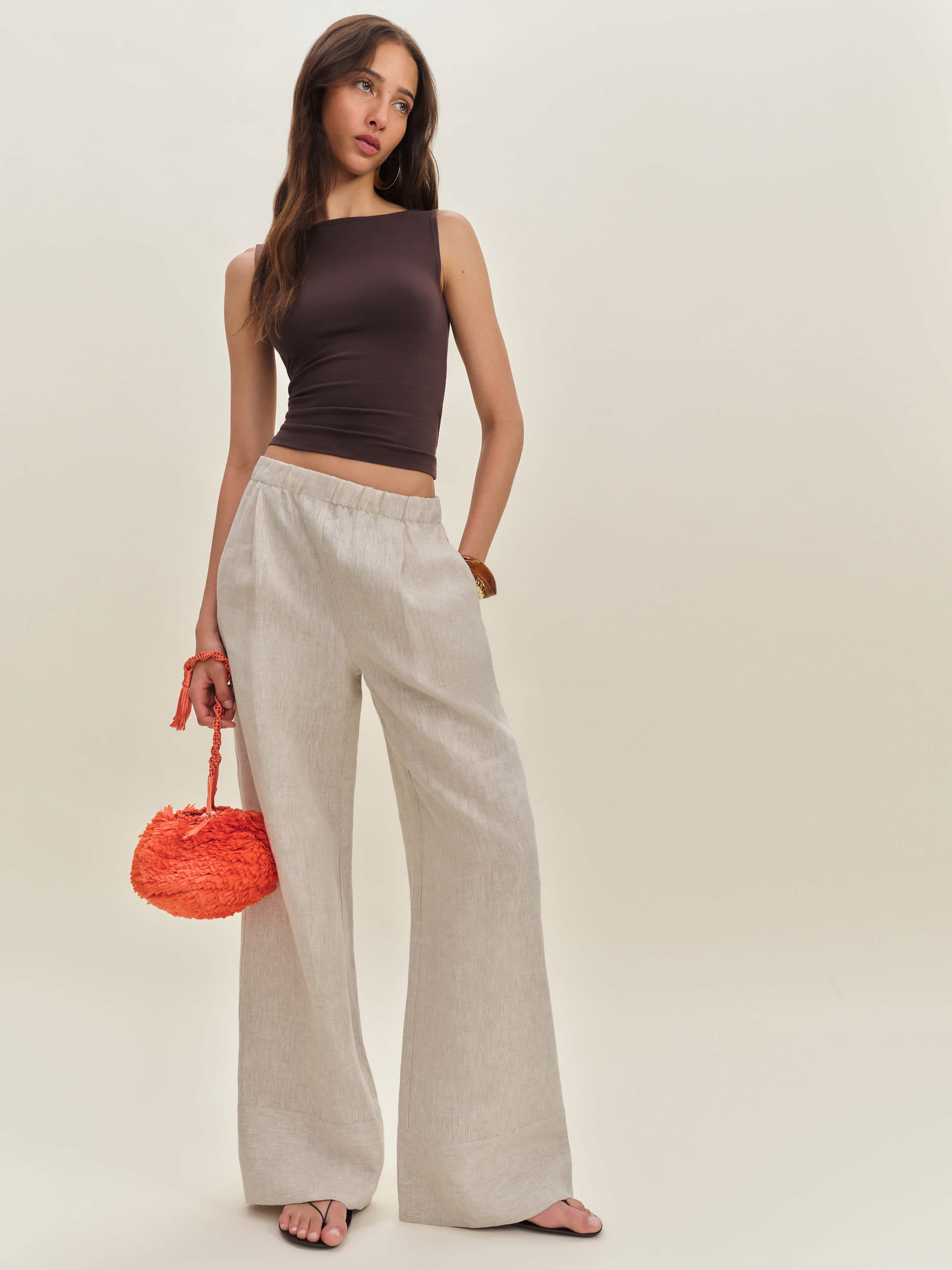 Reformation Fernando Linen Wide Leg Pant