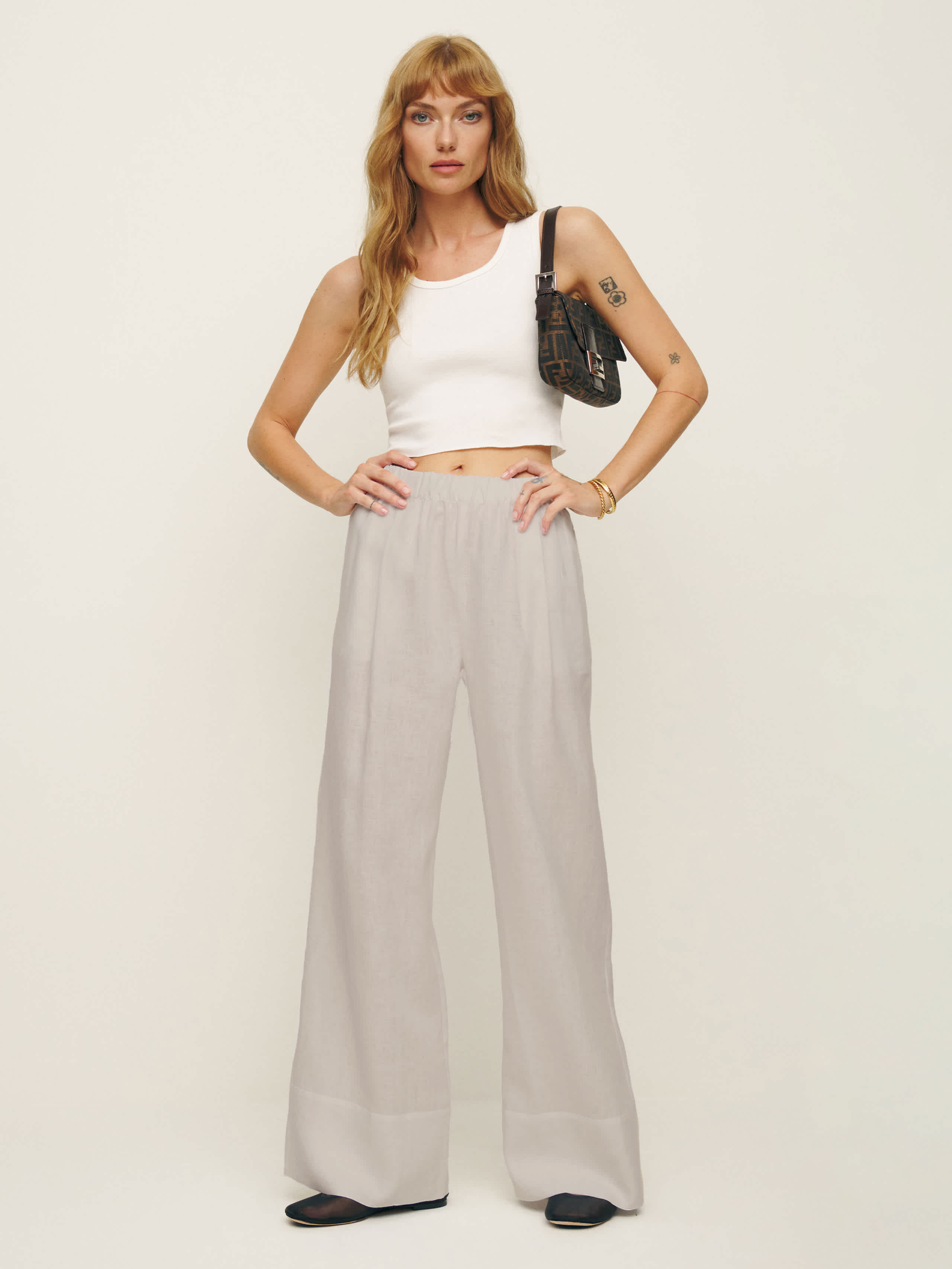 Reformation Petites Fernando Linen Wide Leg Pant