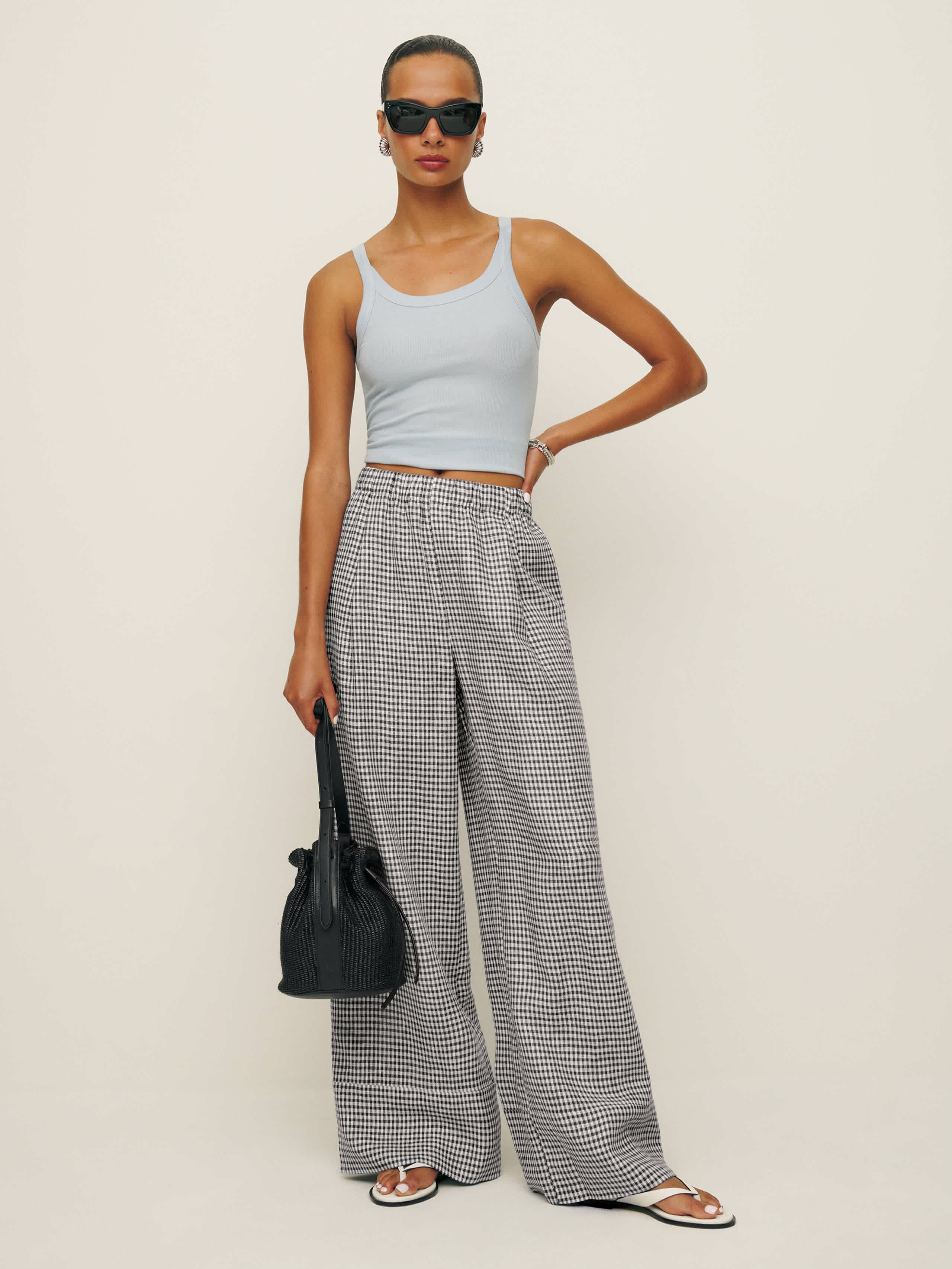 Reformation Petites Fernando Linen Wide Leg Pant In Multi
