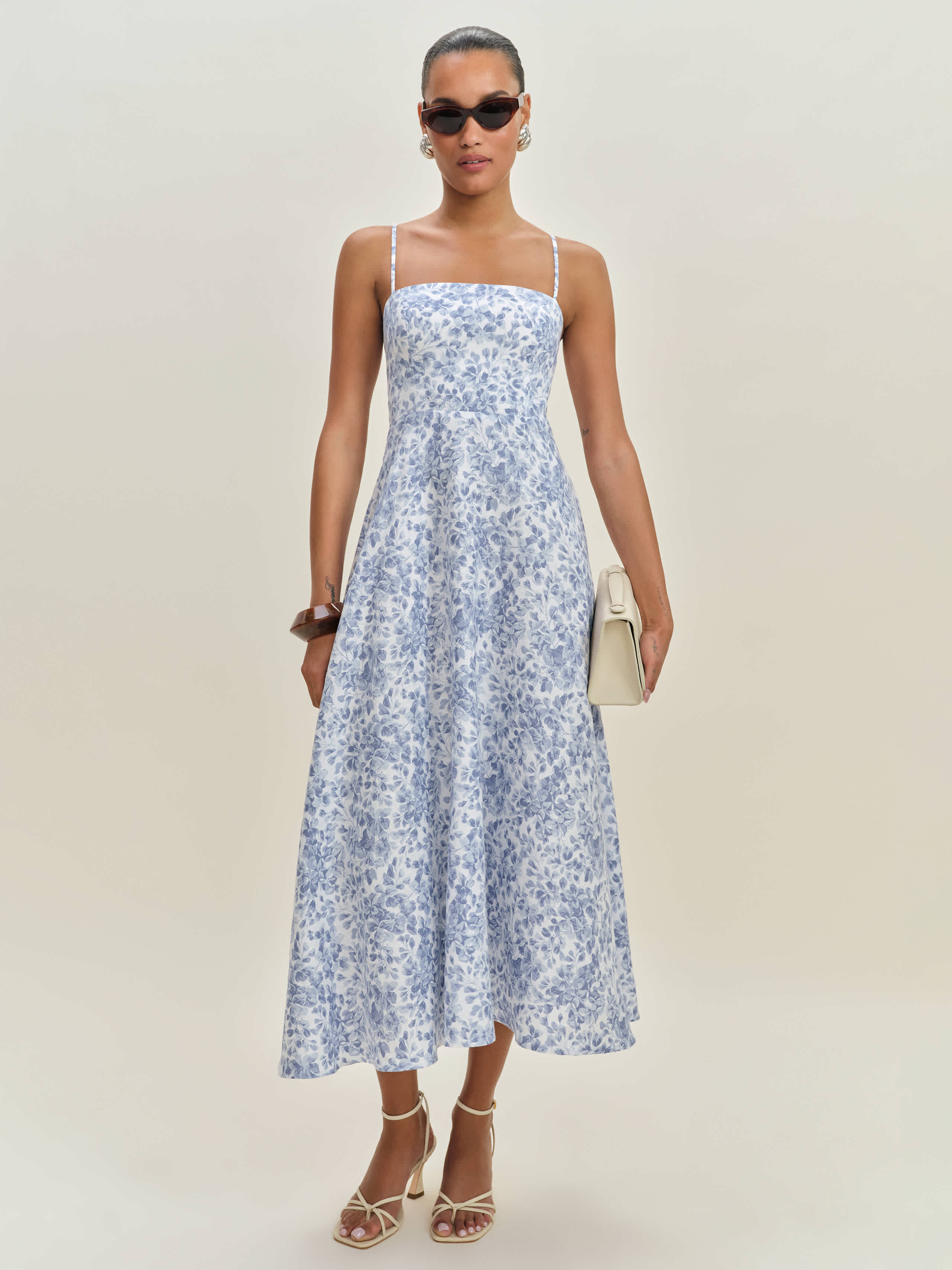 Reformation Womens Monette Floral-print Linen Midi Dress Chloe In Chloe