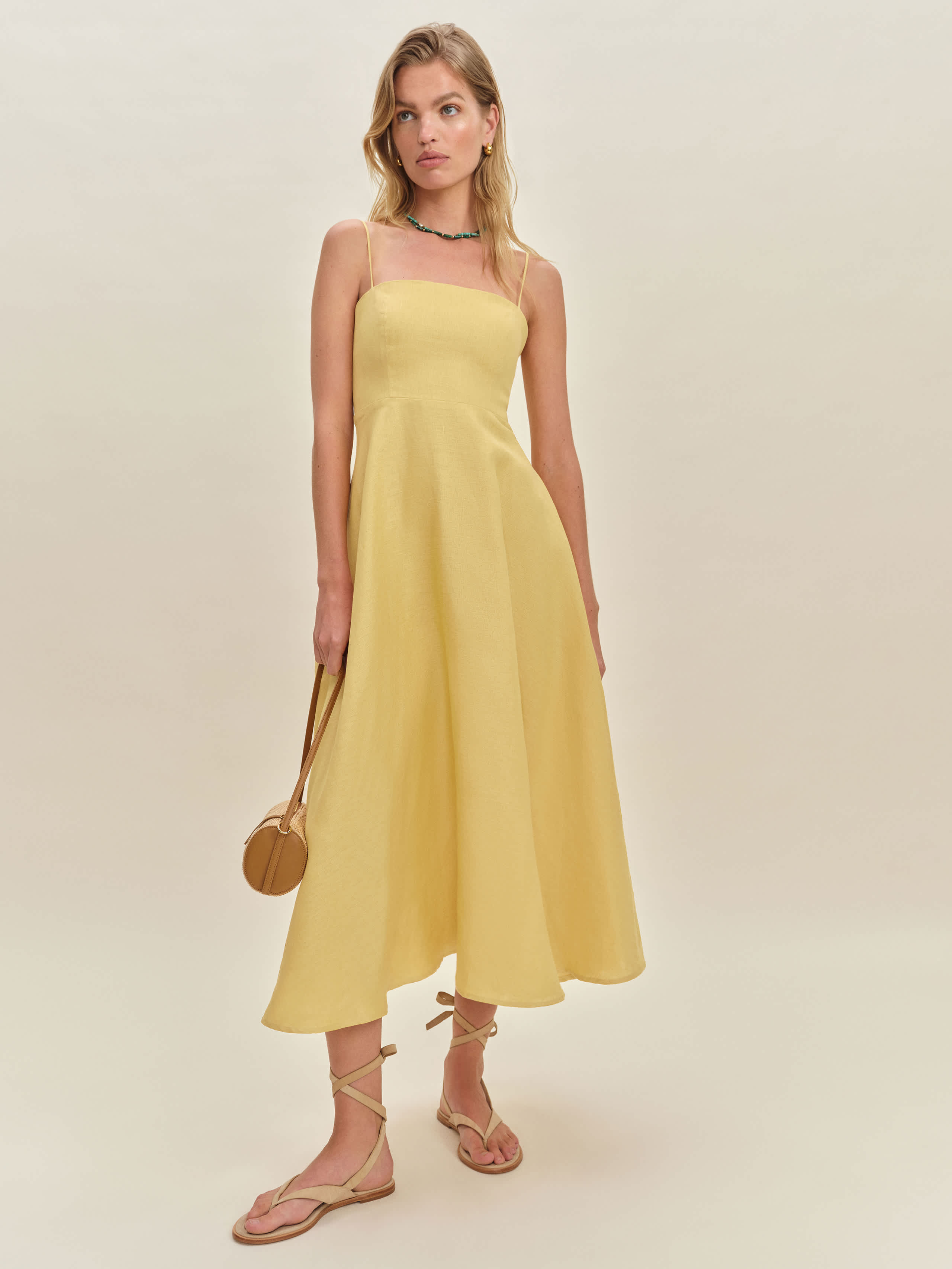 Reformation Monette Linen Dress In Sunshine