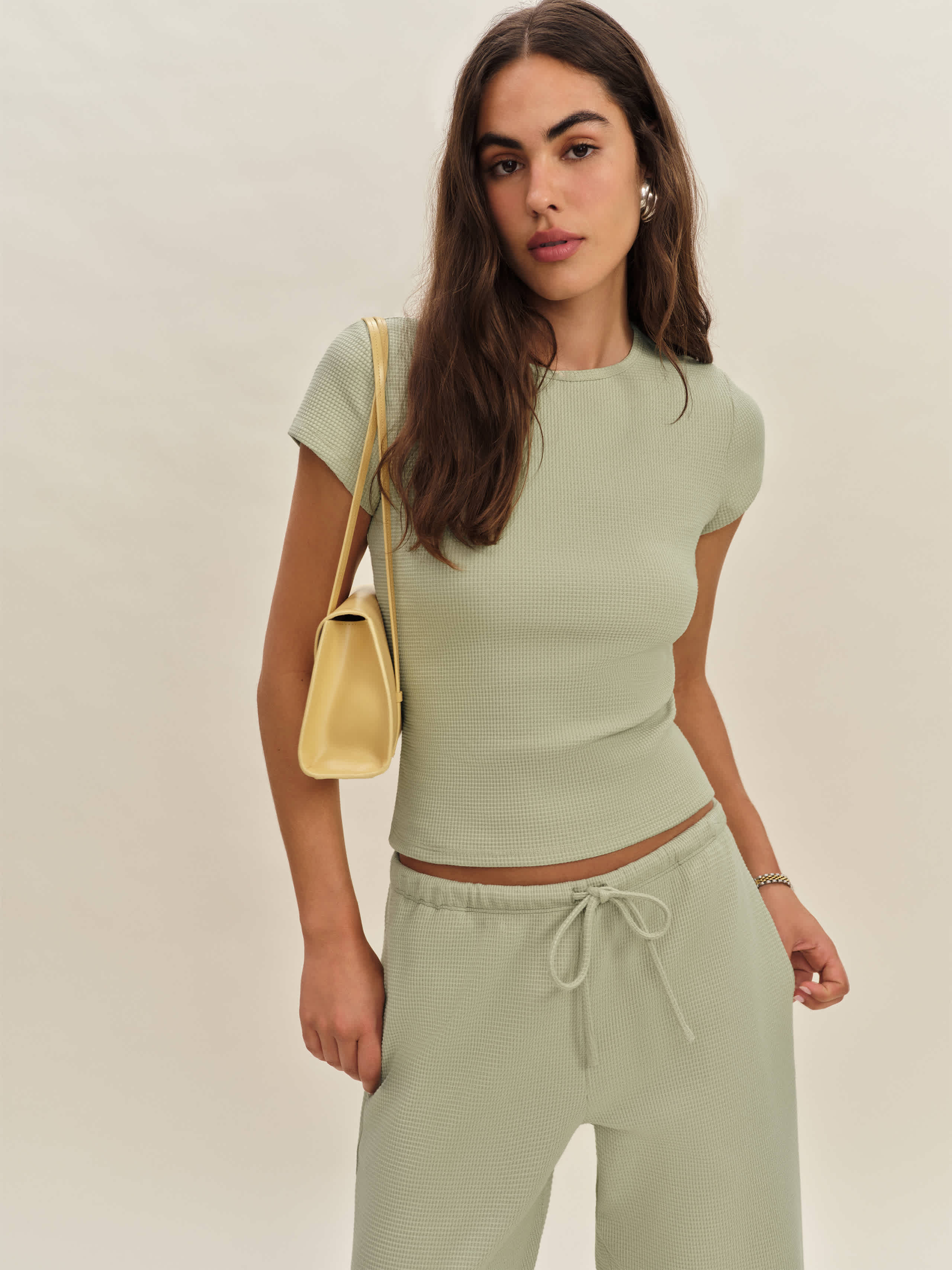 Reformation Olive Knit Top In Green