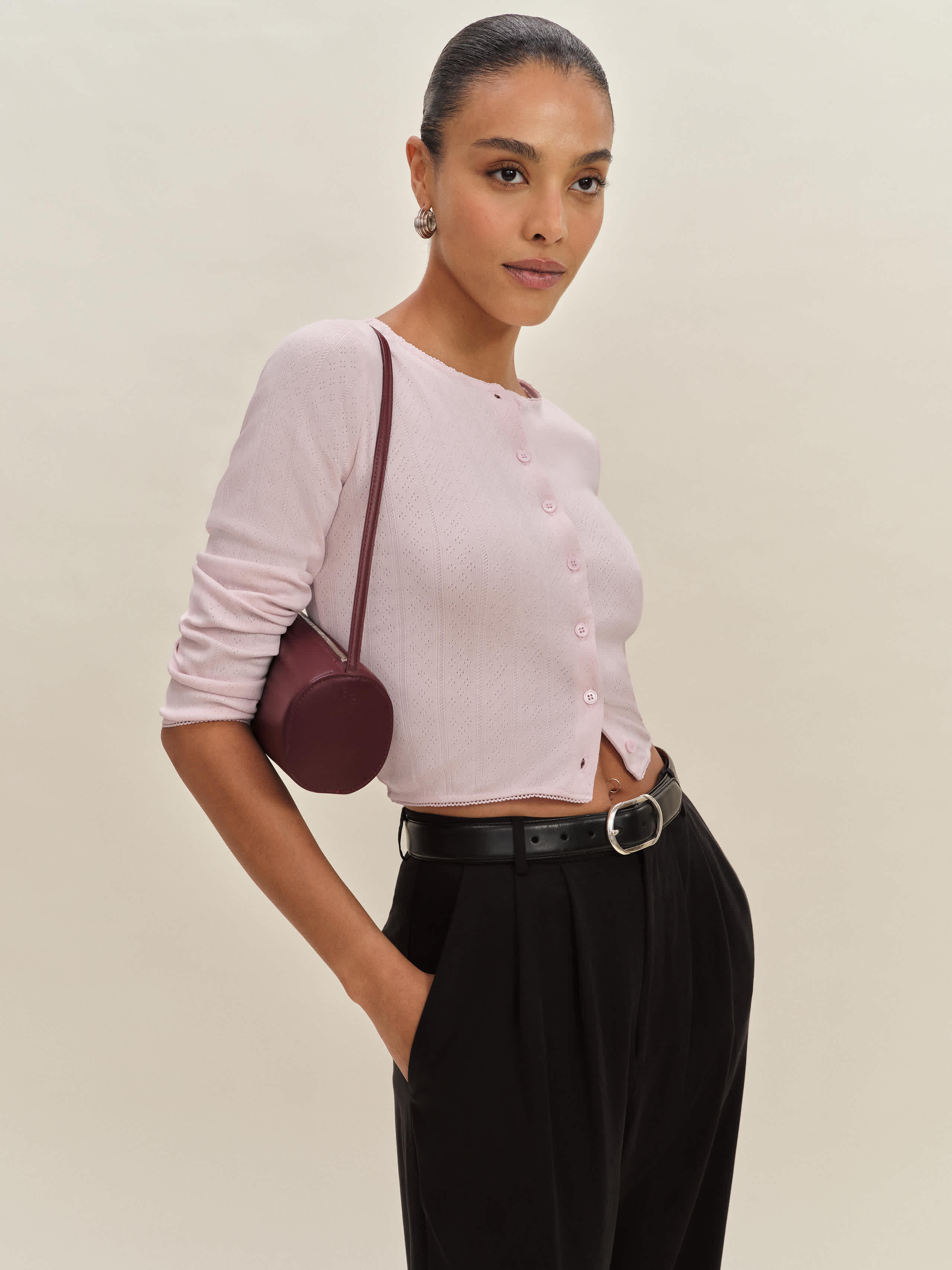 Reformation Ari Pointelle Knit Cardigan