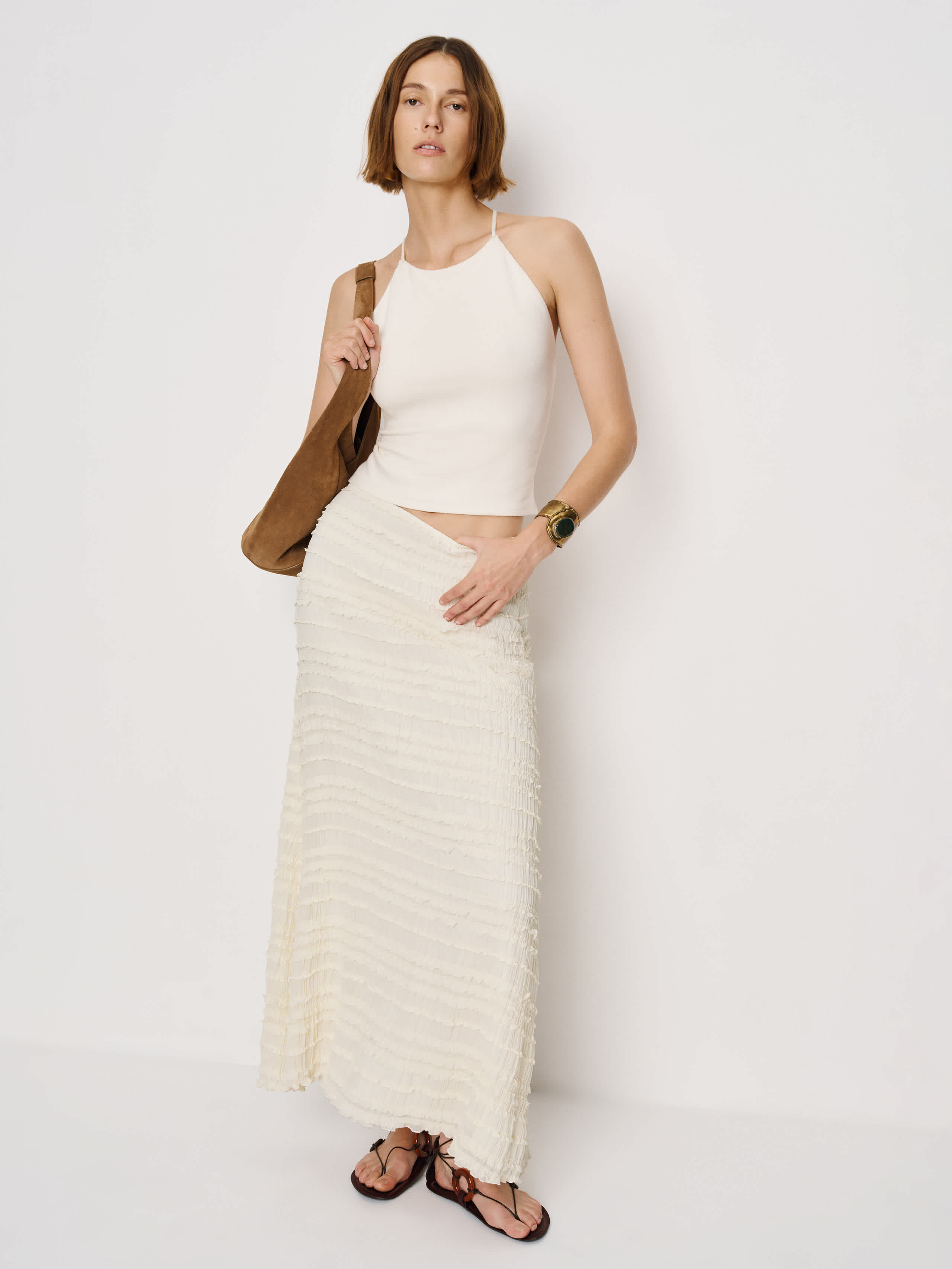 Reformation Gabriella Skirt In White