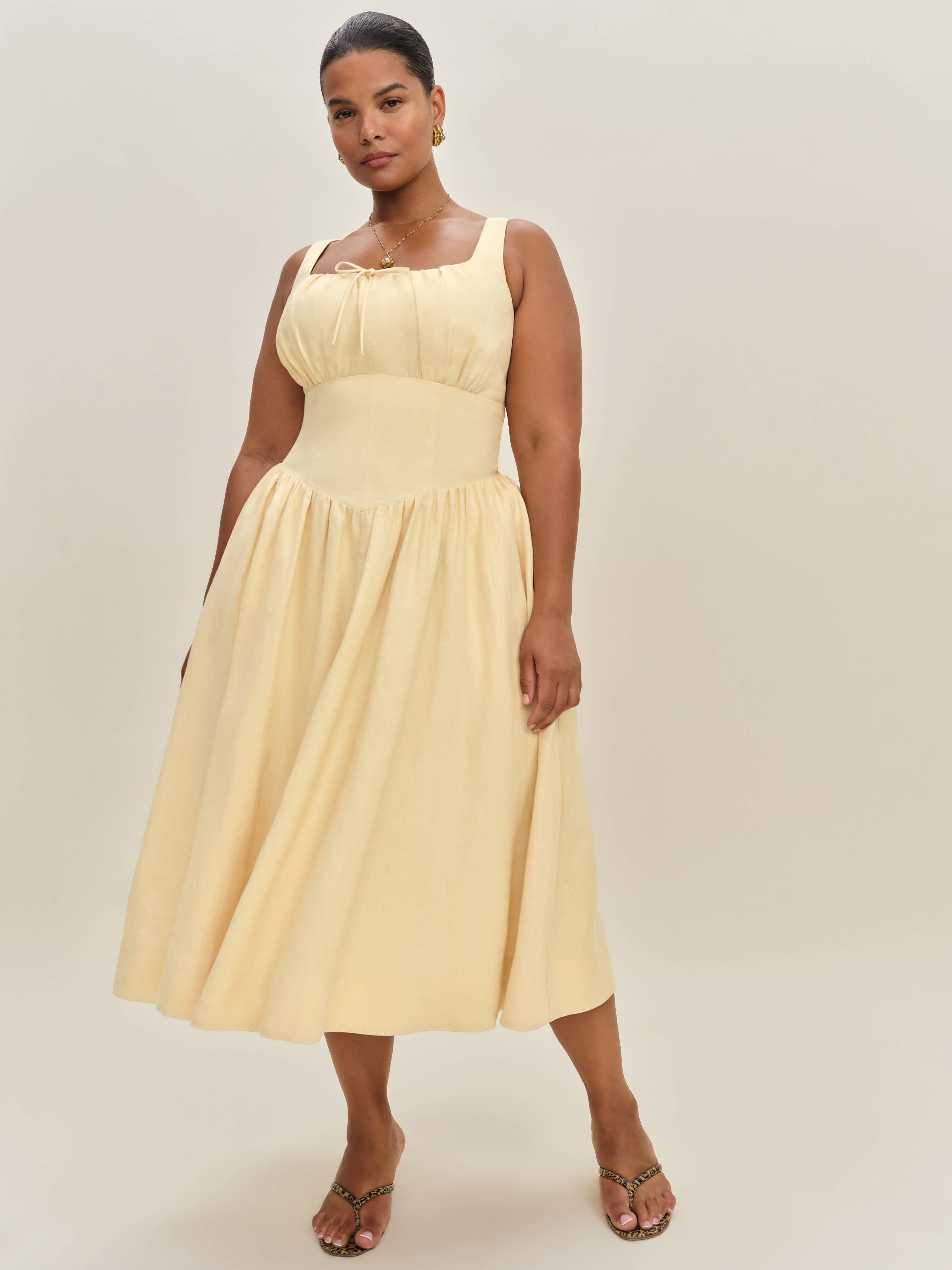 Reformation Balia Linen Dress Es