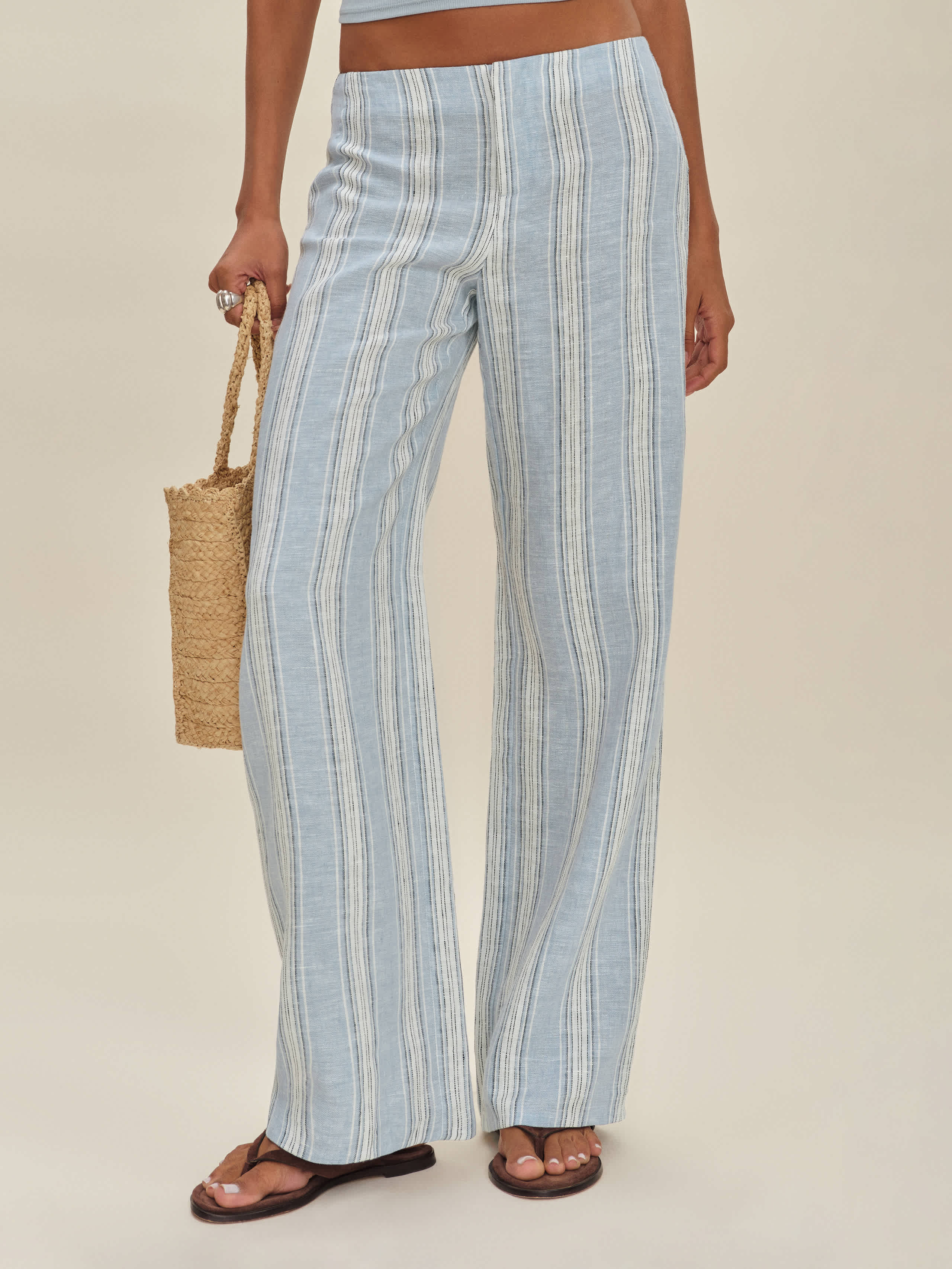 Reformation Vida Linen Low Rise Pant