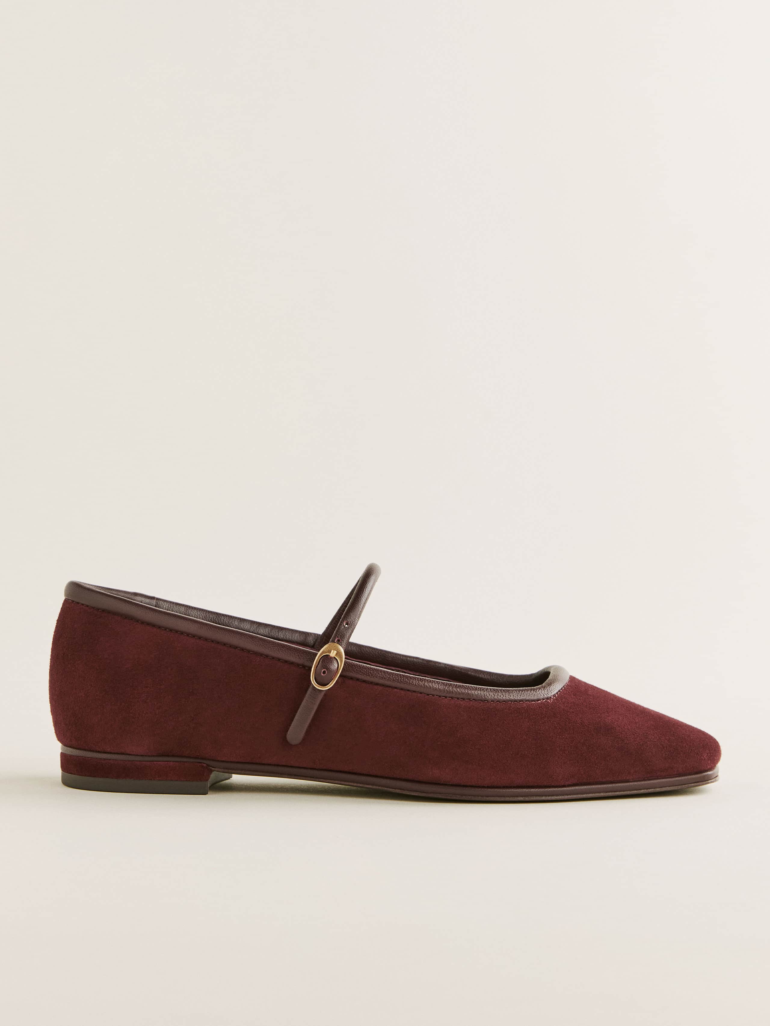 Reformation Charlie Ballet Flat In Ruby Suede