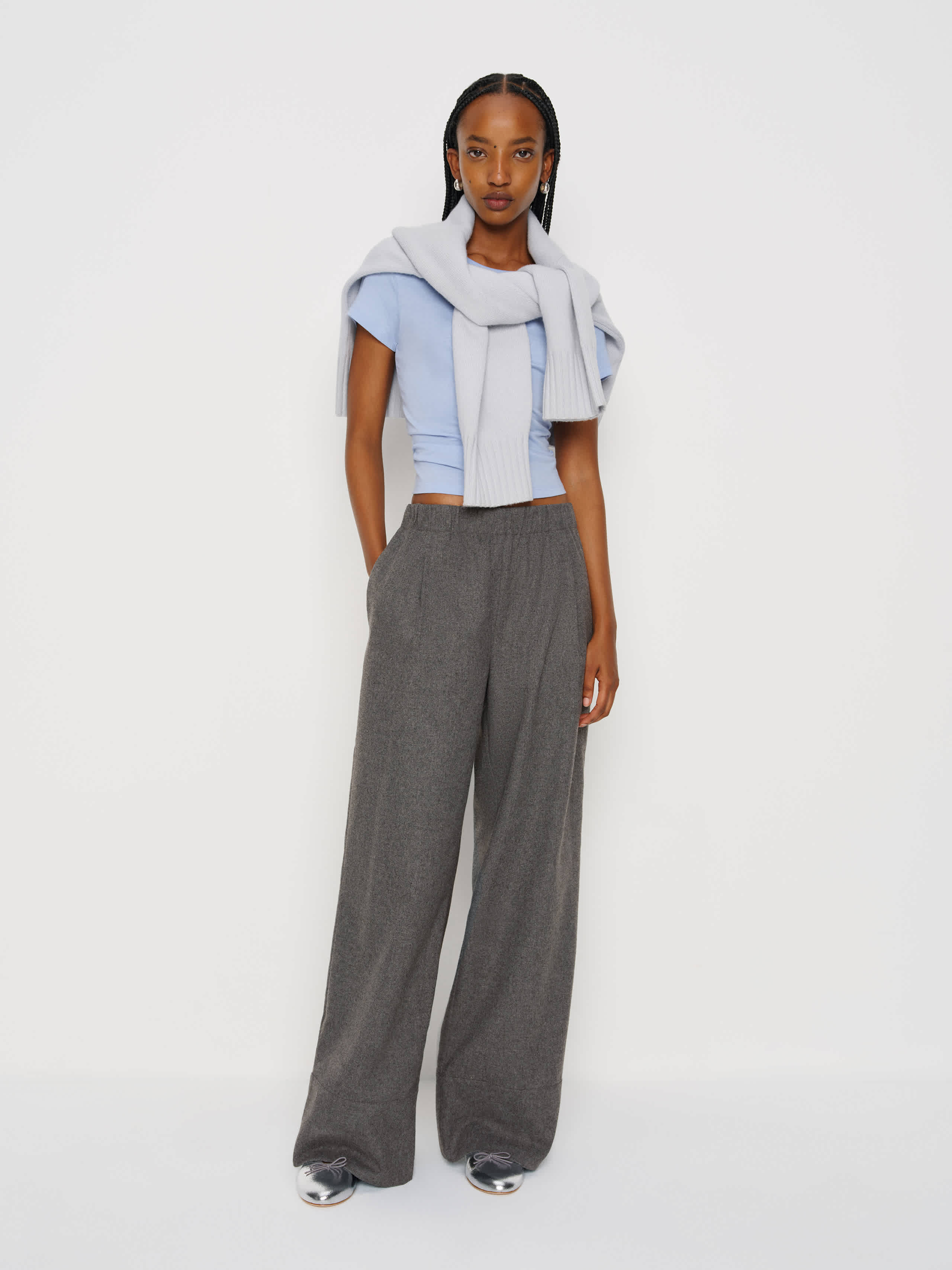 Reformation Fernando Wide Leg Pant In Gray