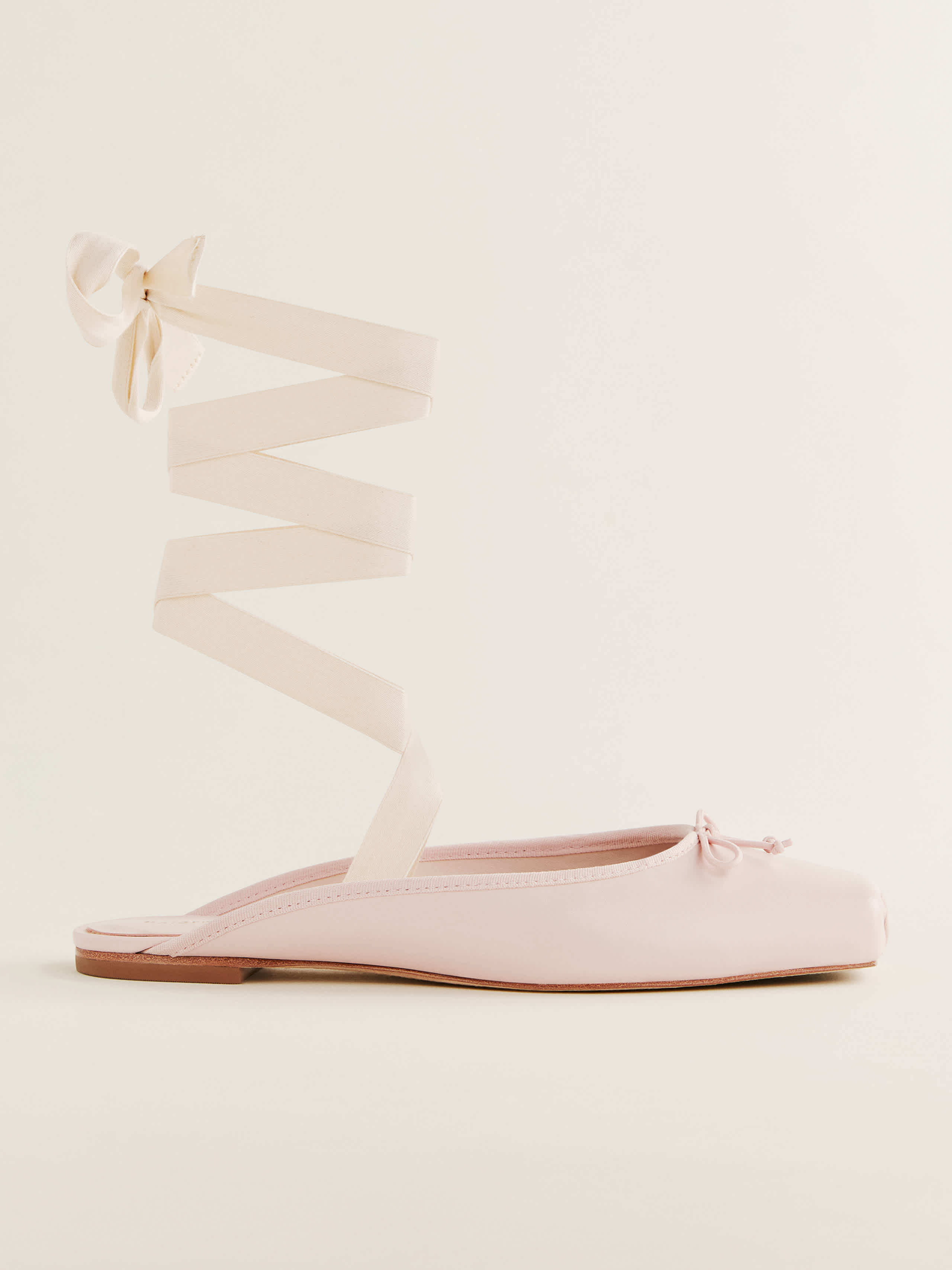 Reformation Megan Lace Up Ballet Flat In Rose