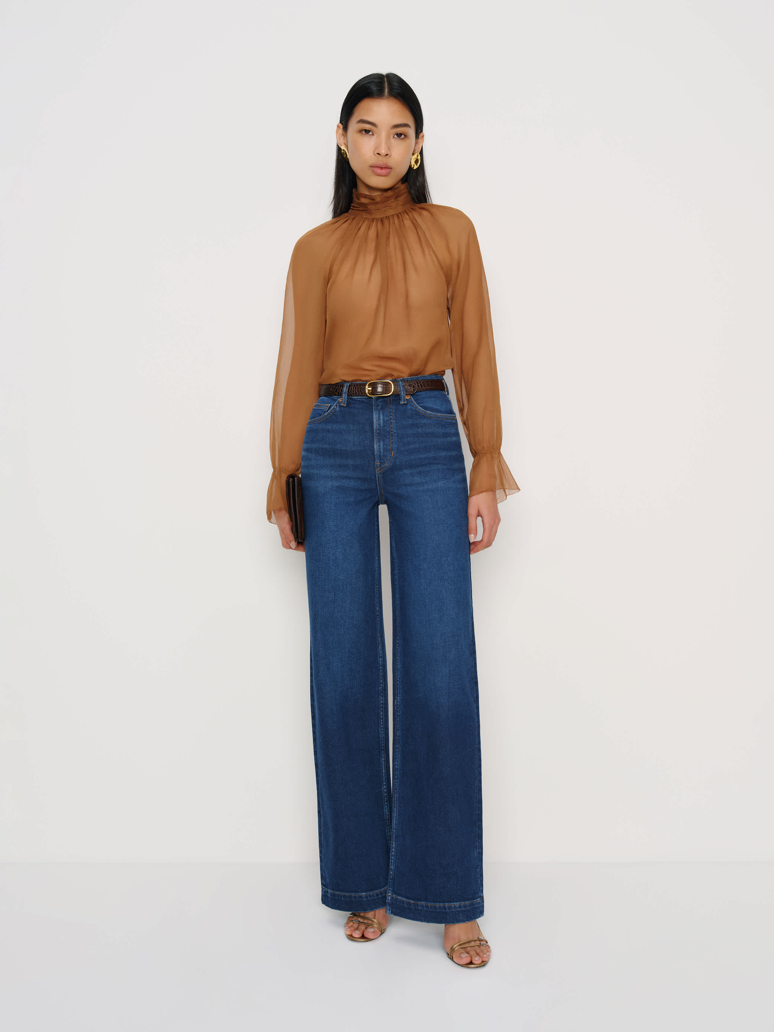 Reformation Bex Super Stretch High Rise Wide Leg Jeans In Brown