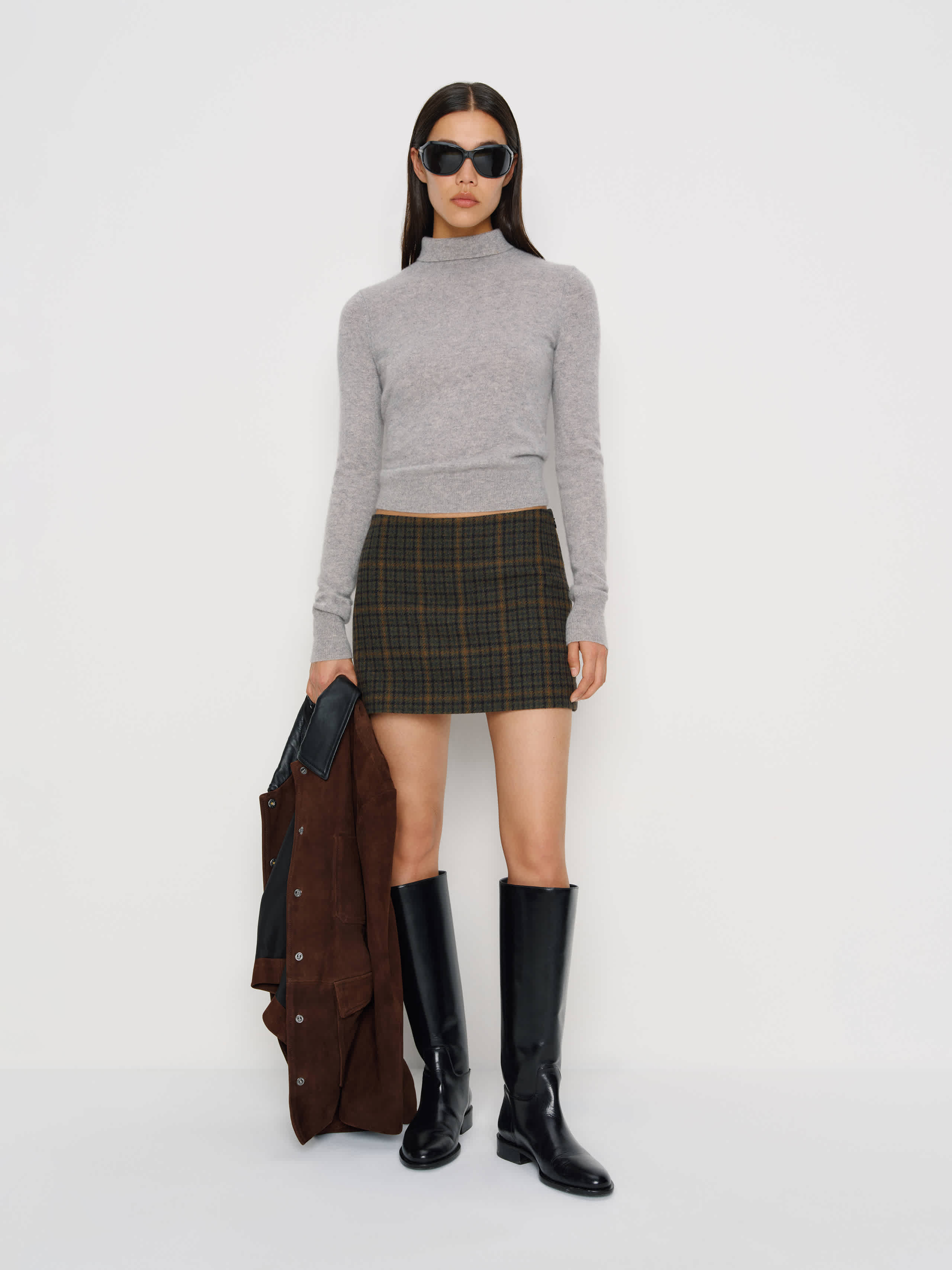 Reformation Carla Low Waist Wool Skirt In Multi