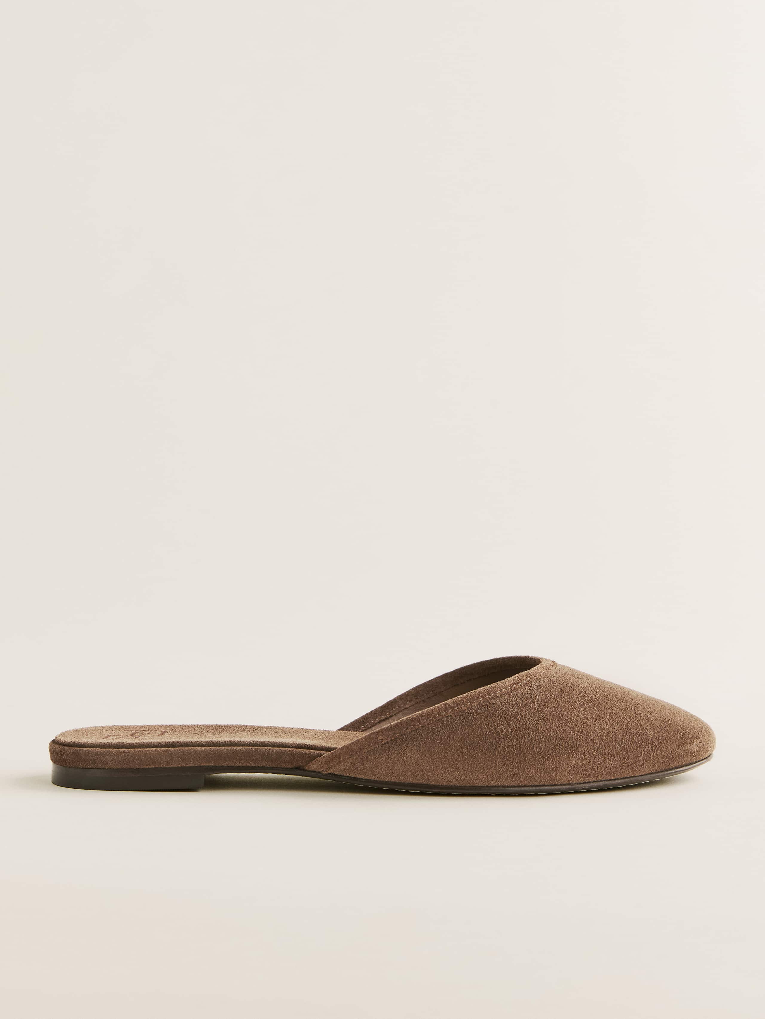 Reformation Melly Flat Mule In Farro Suede