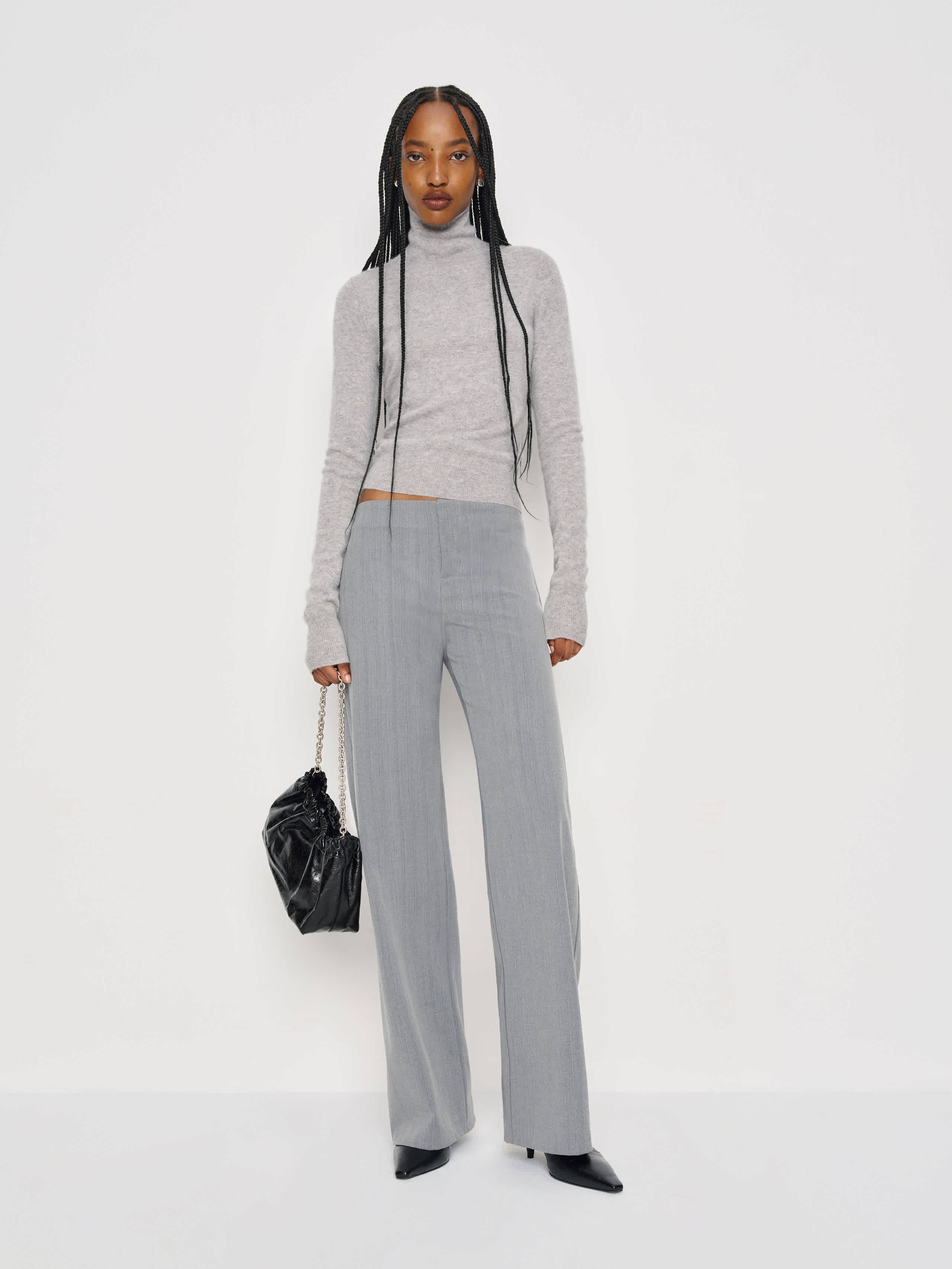 Reformation Petites Vida Low Rise Pant In Gray