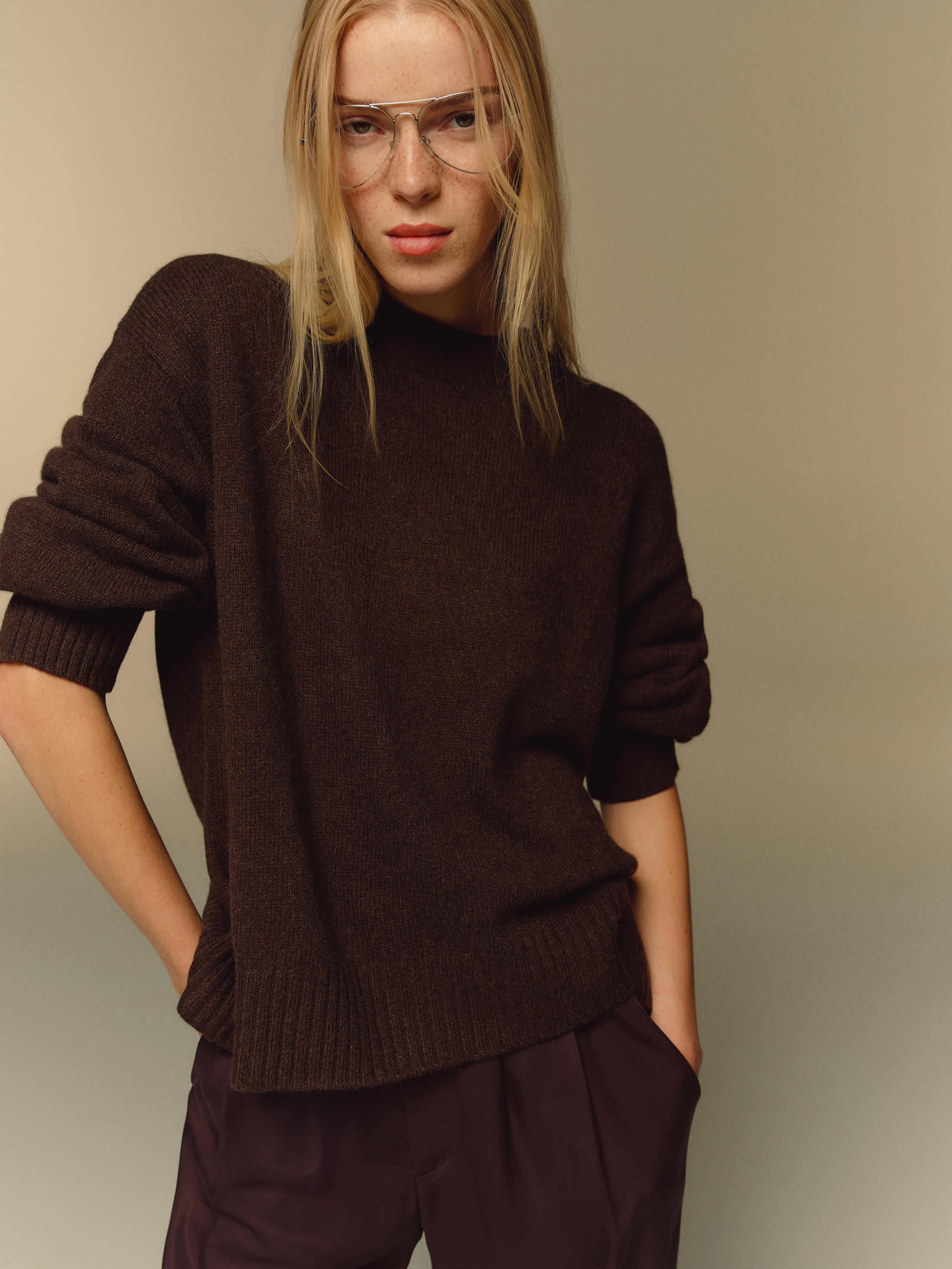 Reformation Cove Cashmere Oversized Crew In Brown