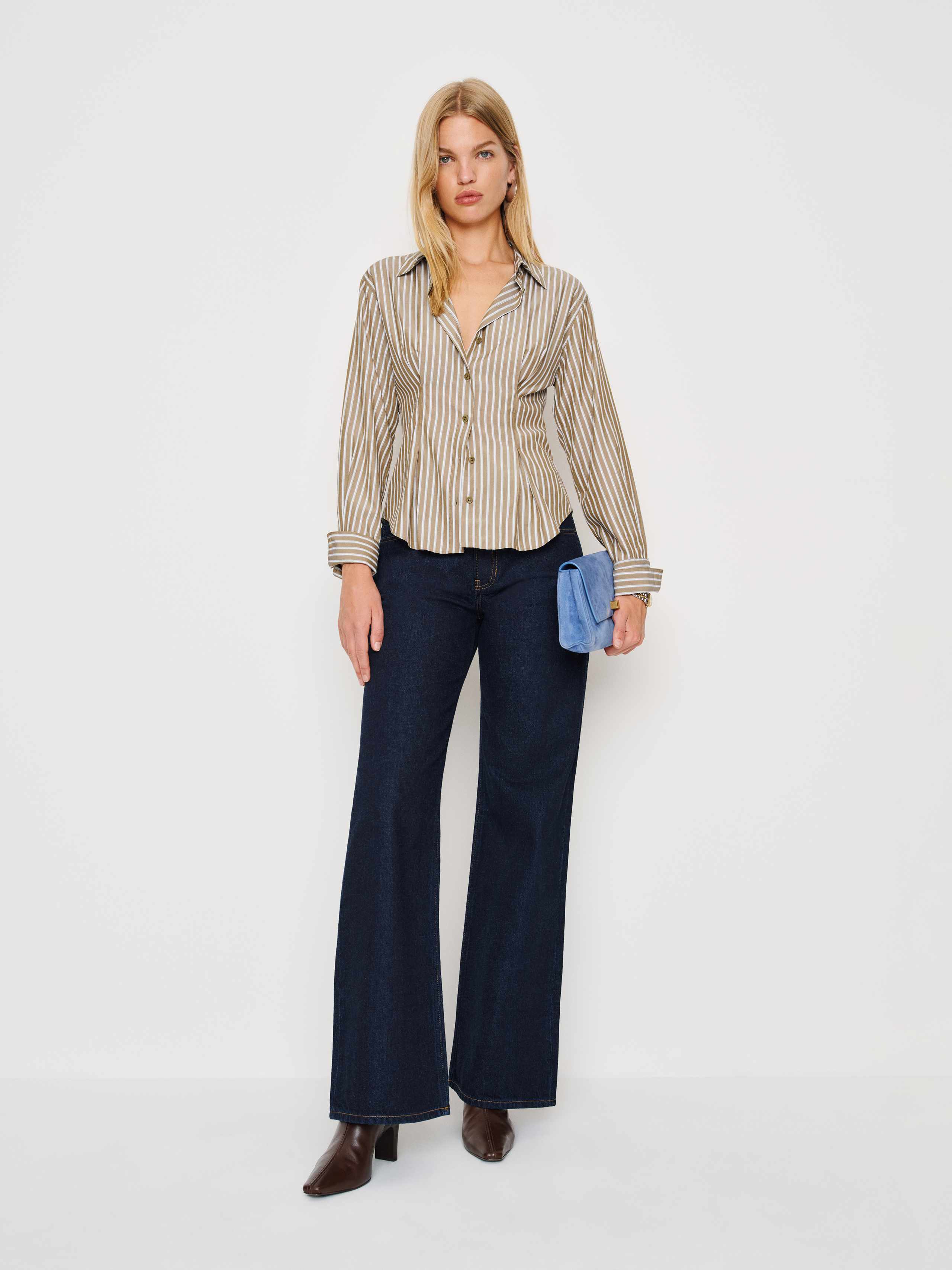 Reformation Becker Shirt In Brown
