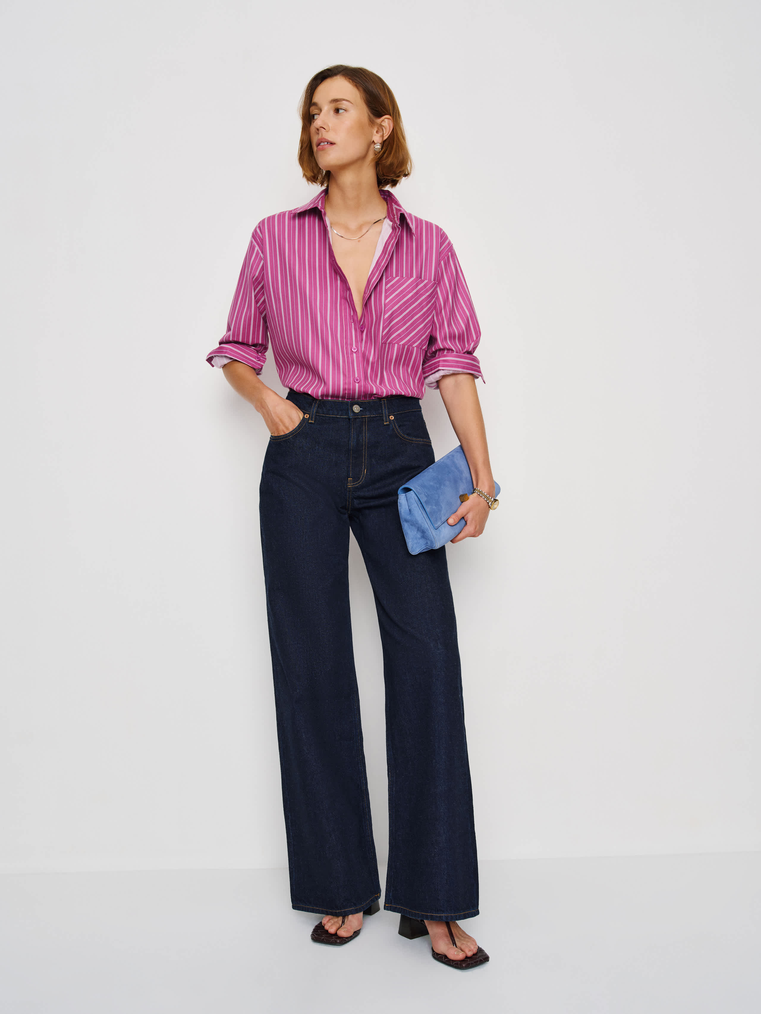 Reformation Eli Oversized Shirt In Purple