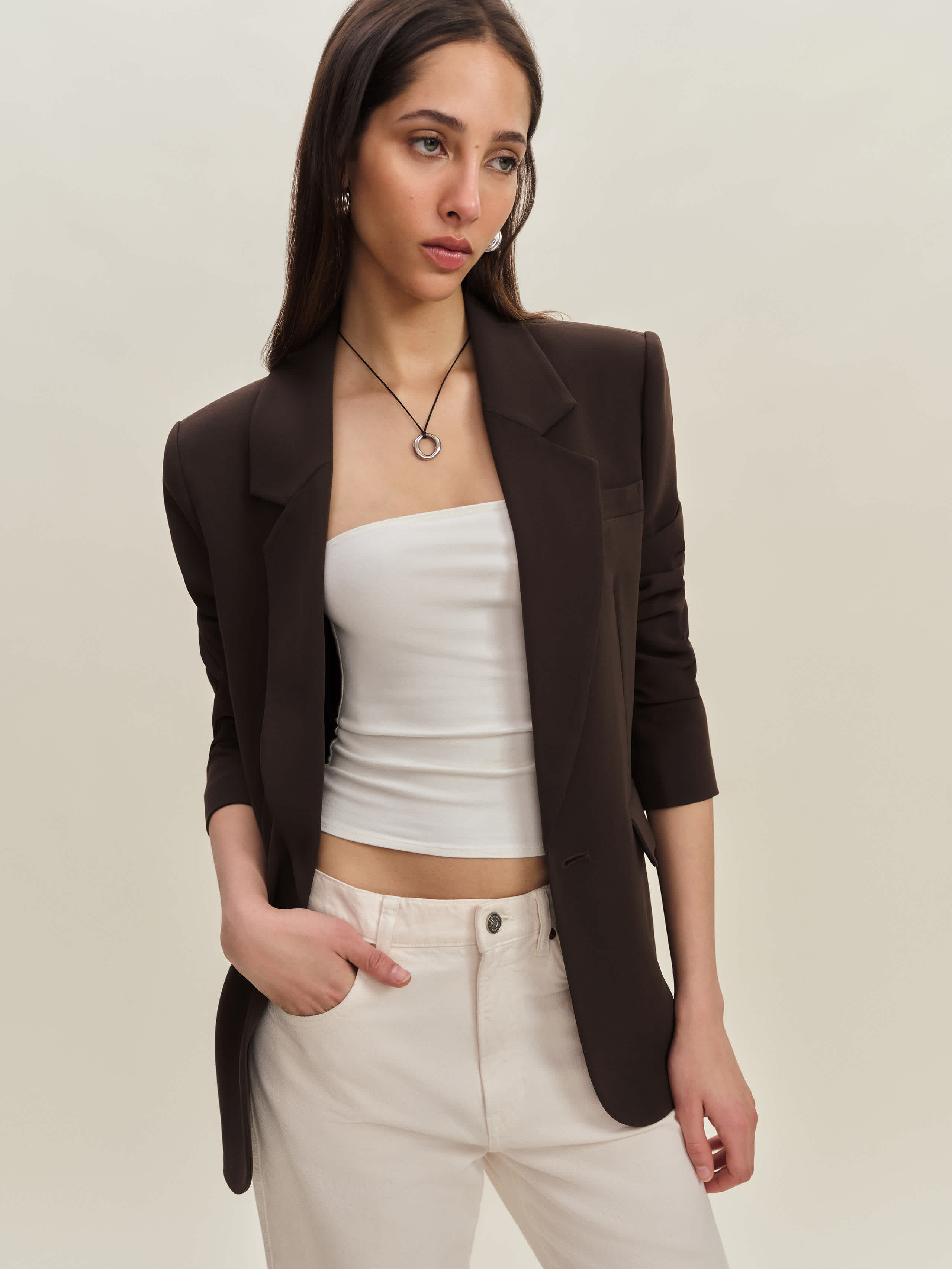 Shop Reformation Parker Oversized Blazer In Mole