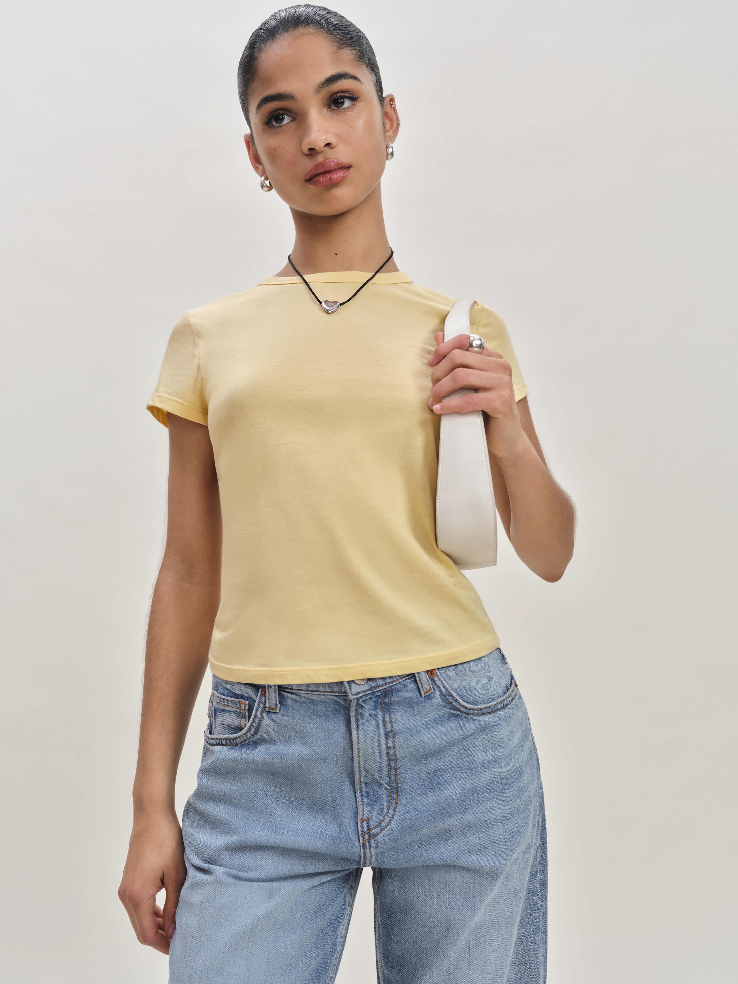 Reformation Max Slim Tee In Blonde