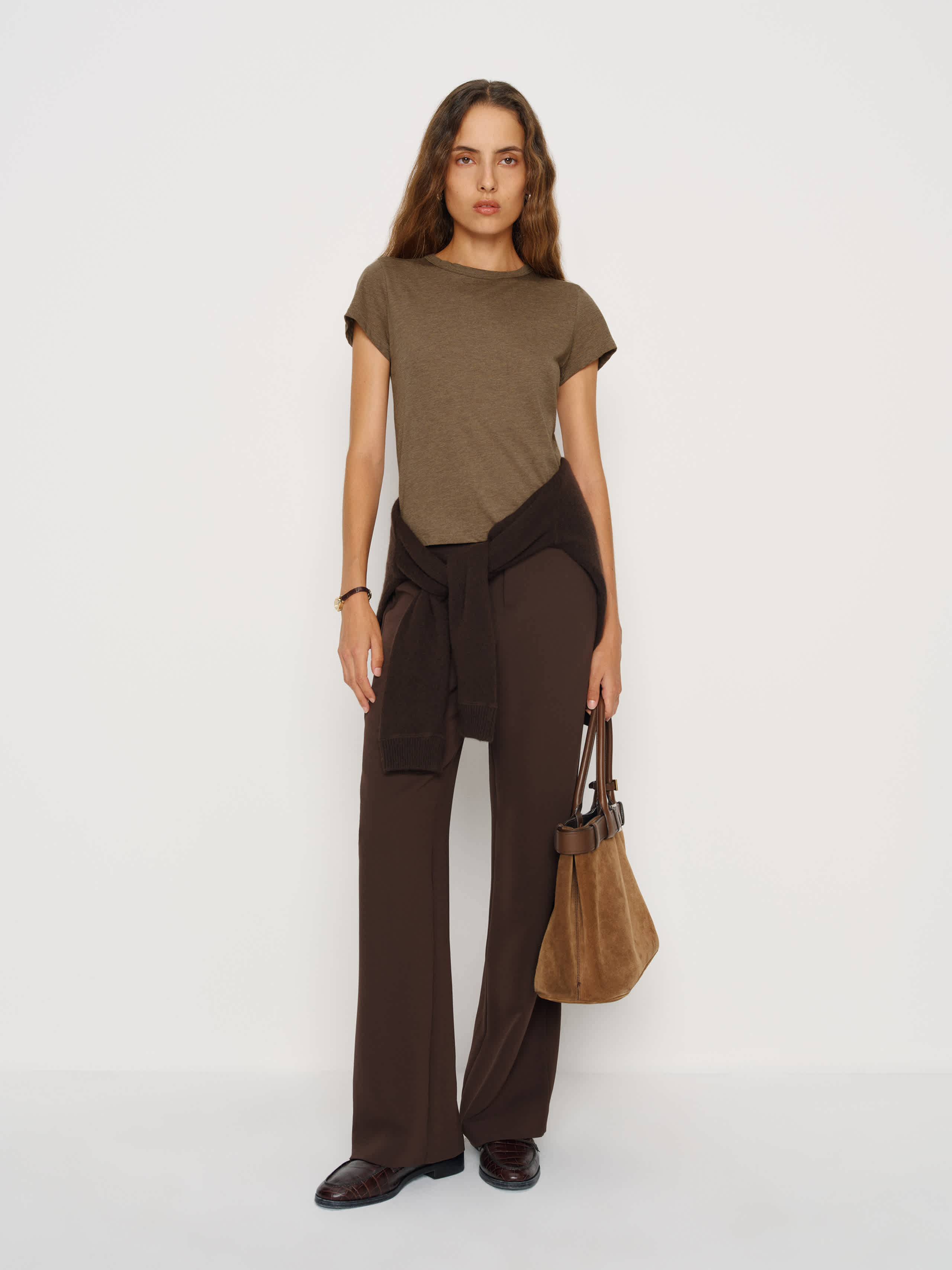 Reformation Max Slim Tee In Brown