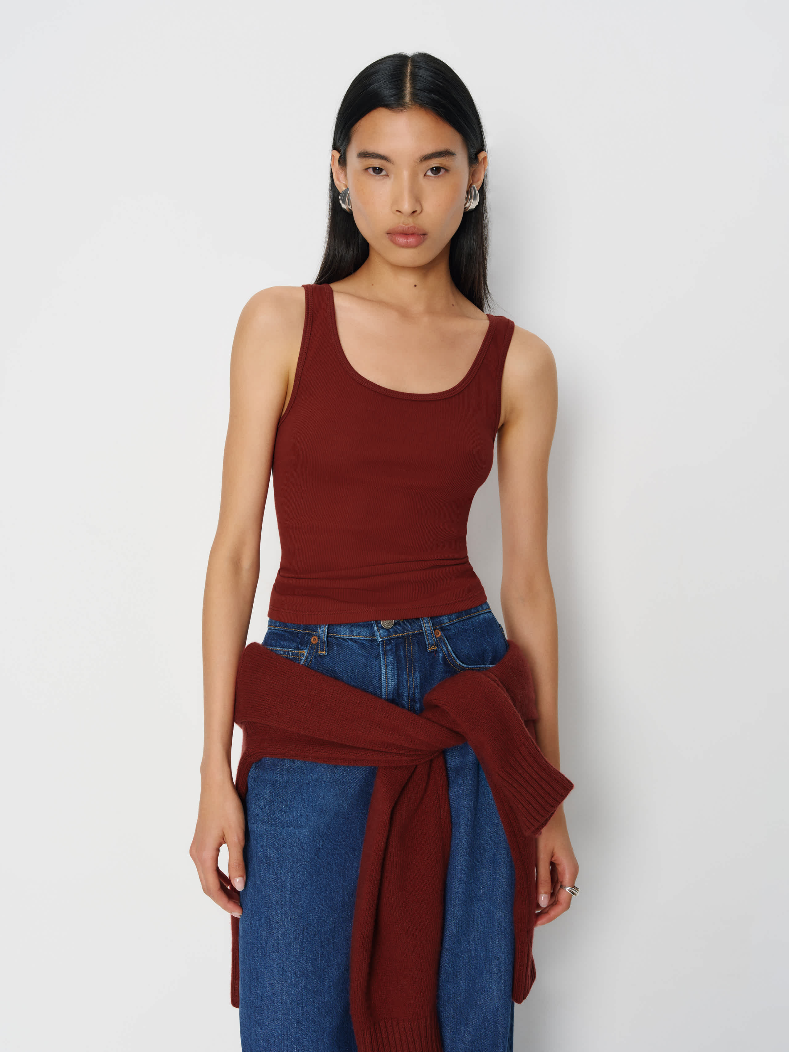 Reformation Olive Tank In Burgundy