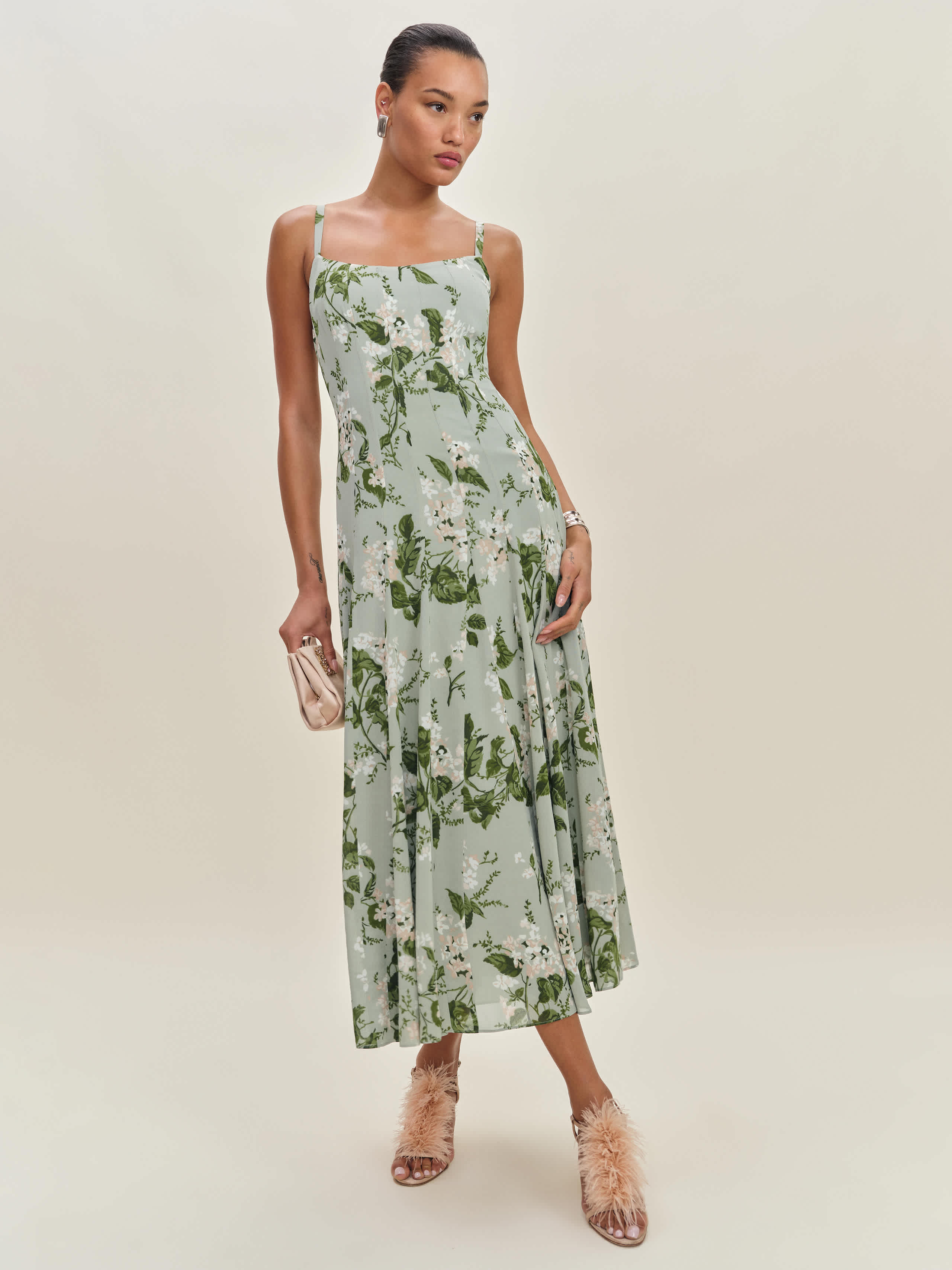 Reformation Katalina Dress In Tea Garden