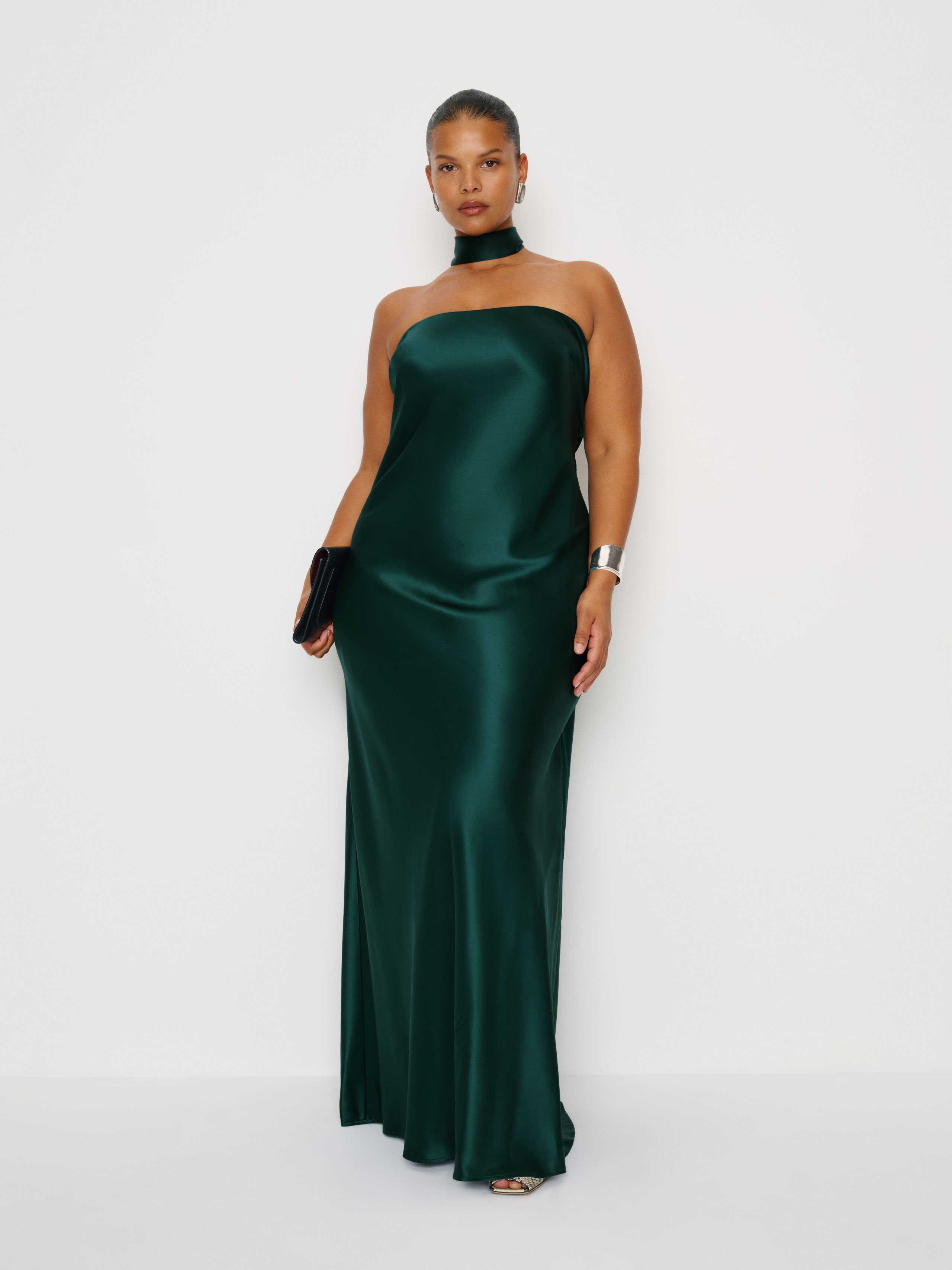 Reformation Oren Silk Dress Es In Green