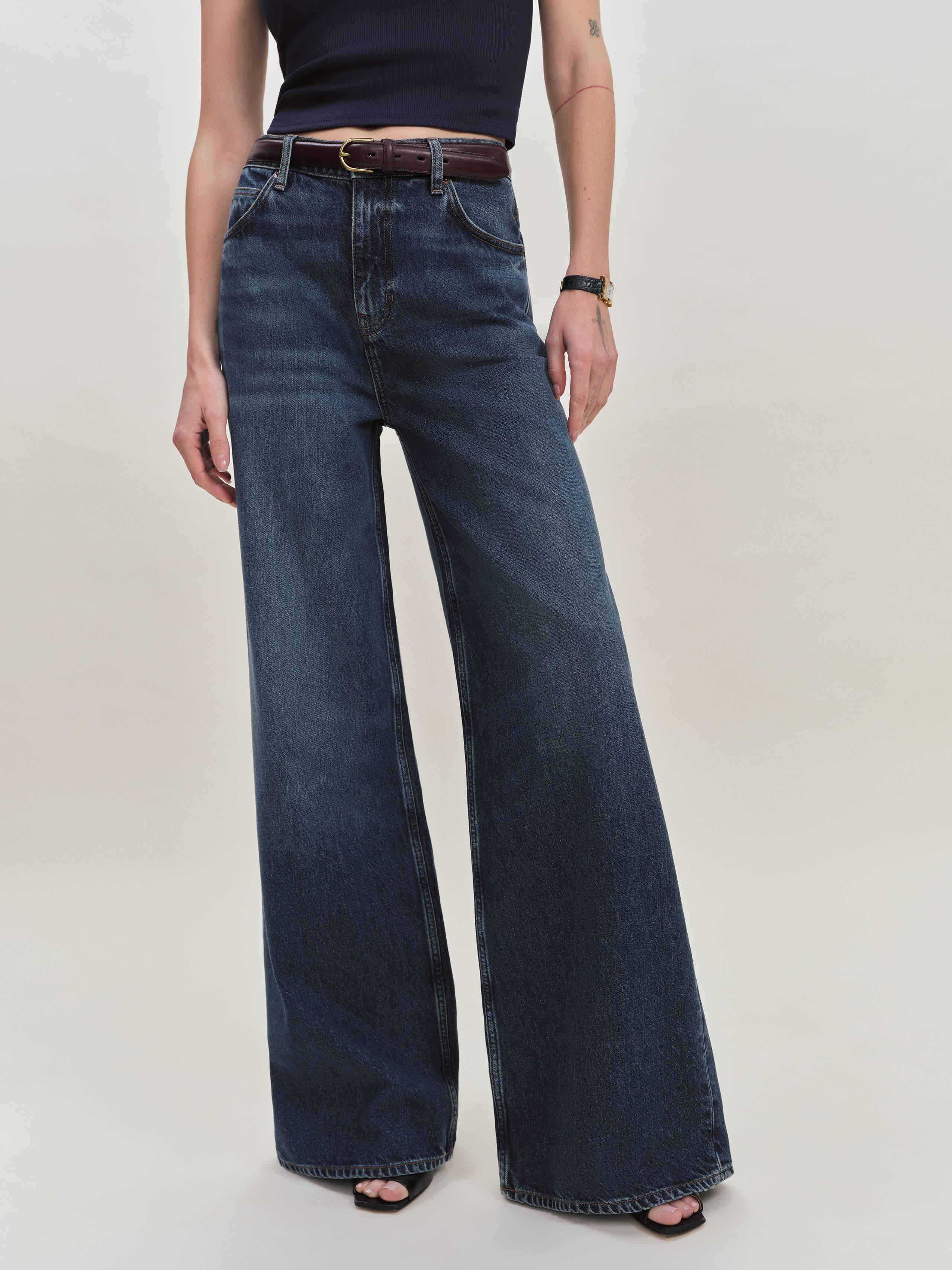 Shop Reformation Eden Mid Rise Wide Leg Jeans In Ozark