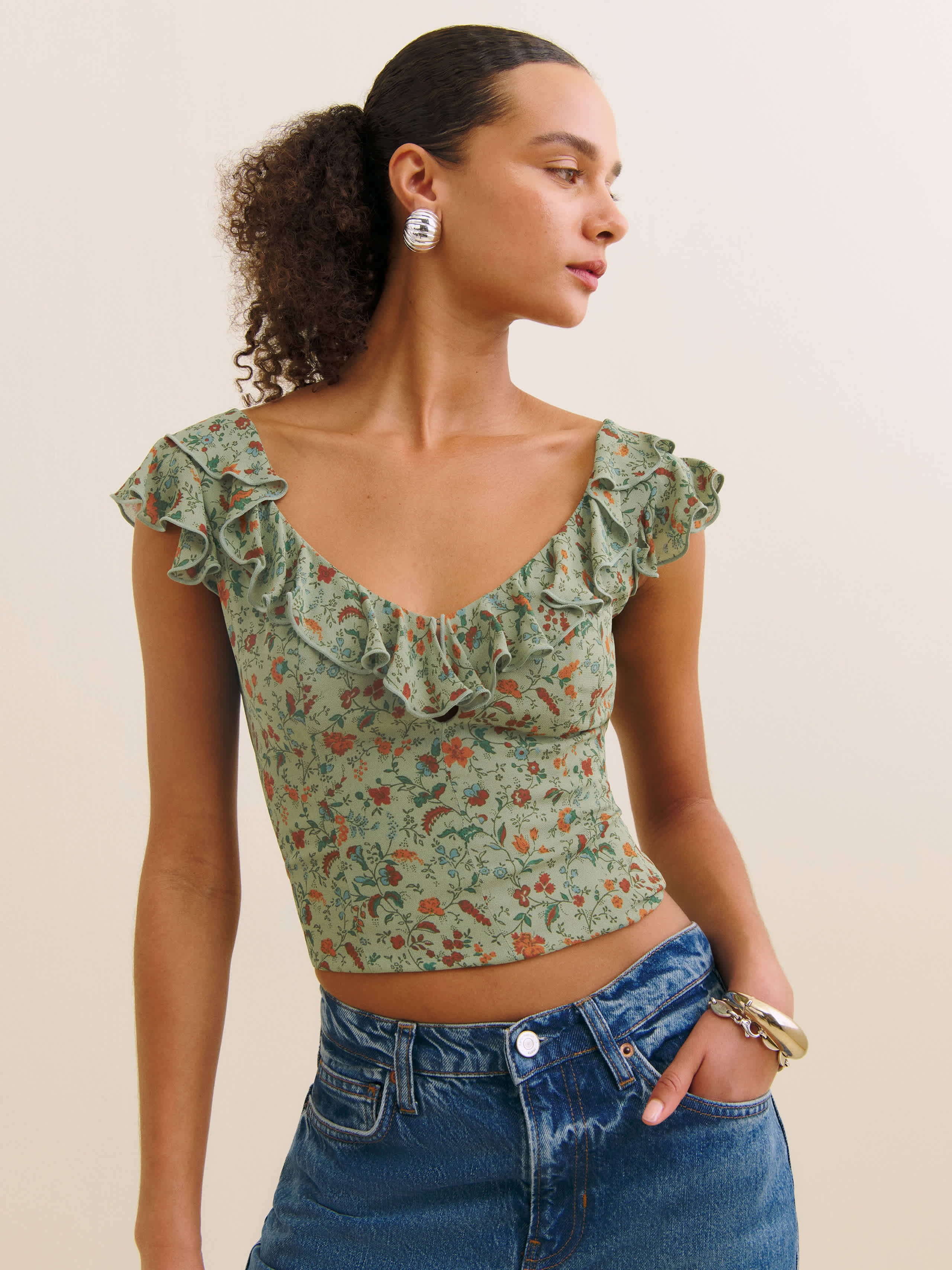 Reformation Cala Top In Green