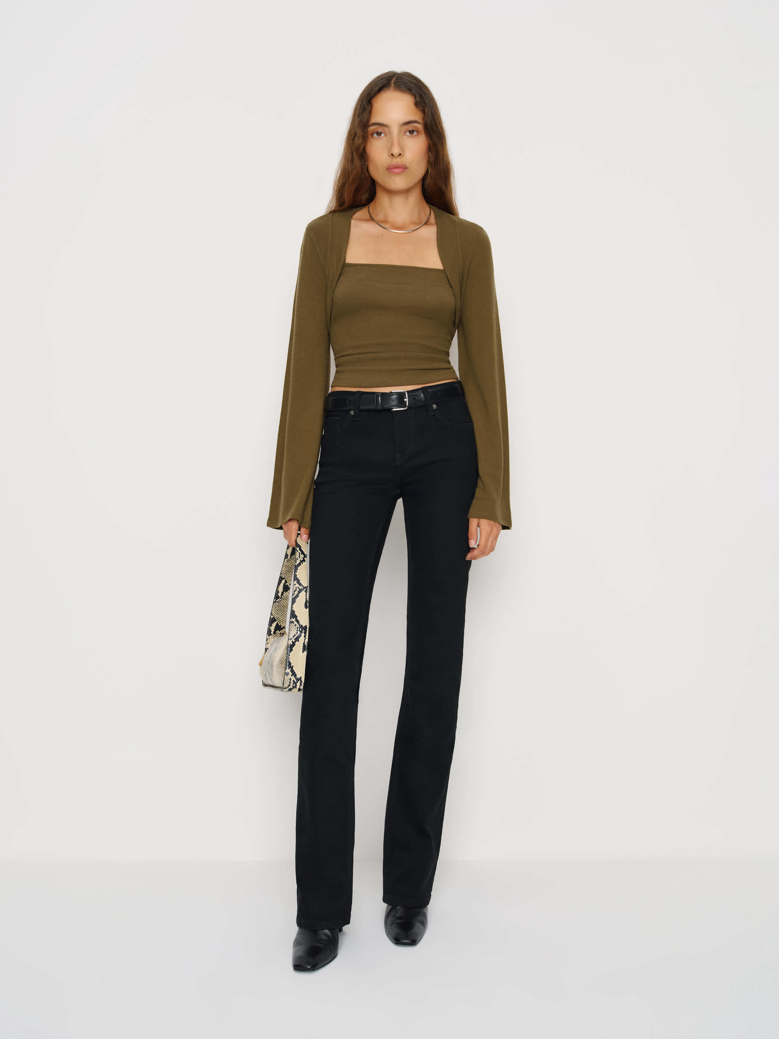 Reformation Chloe Knit Shrug Set In Green
