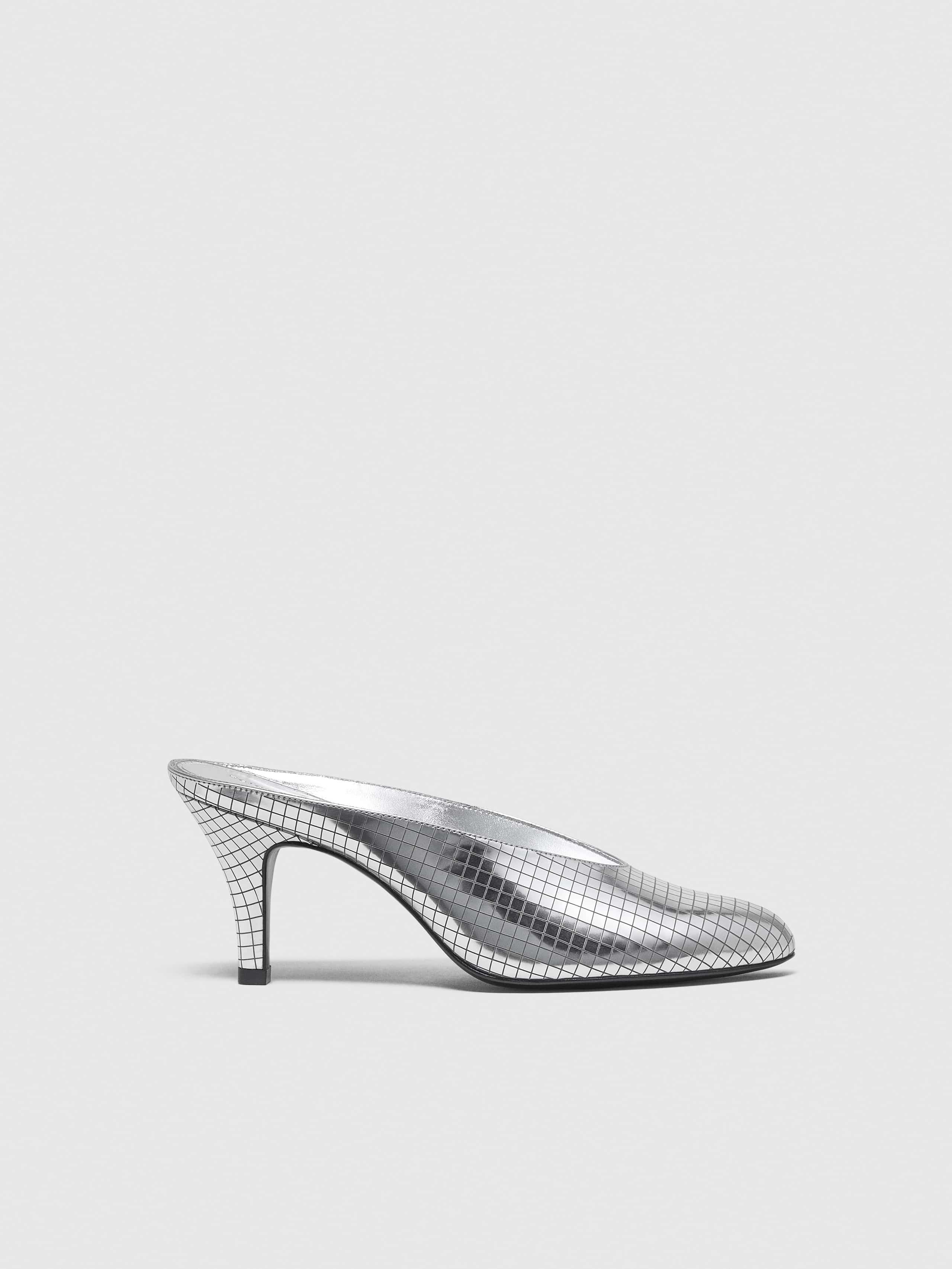 Reformation Xyler Heeled Mule In Silver