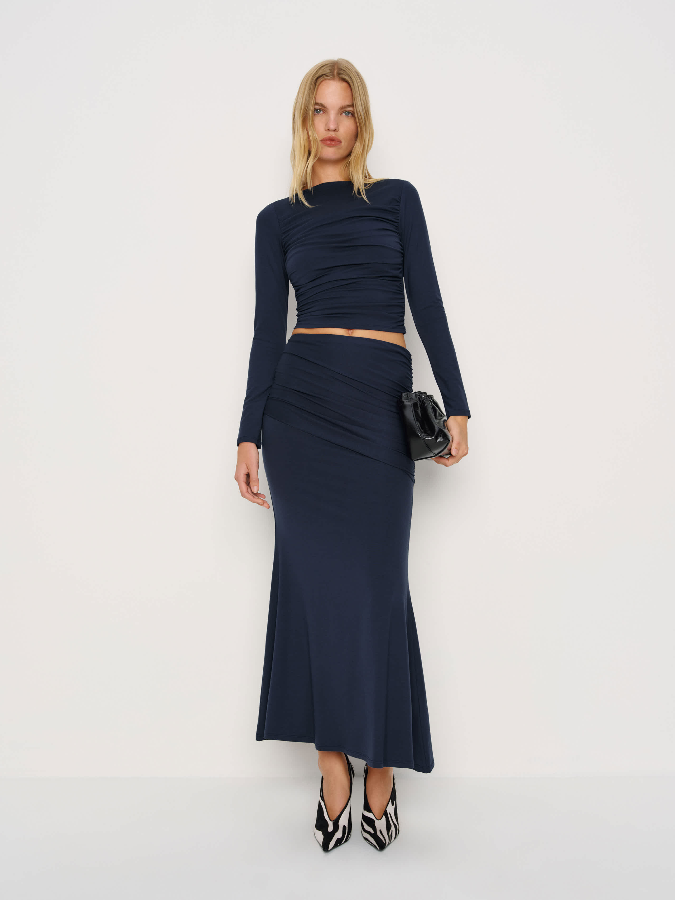 Reformation Emi Knit Two Piece In Blue
