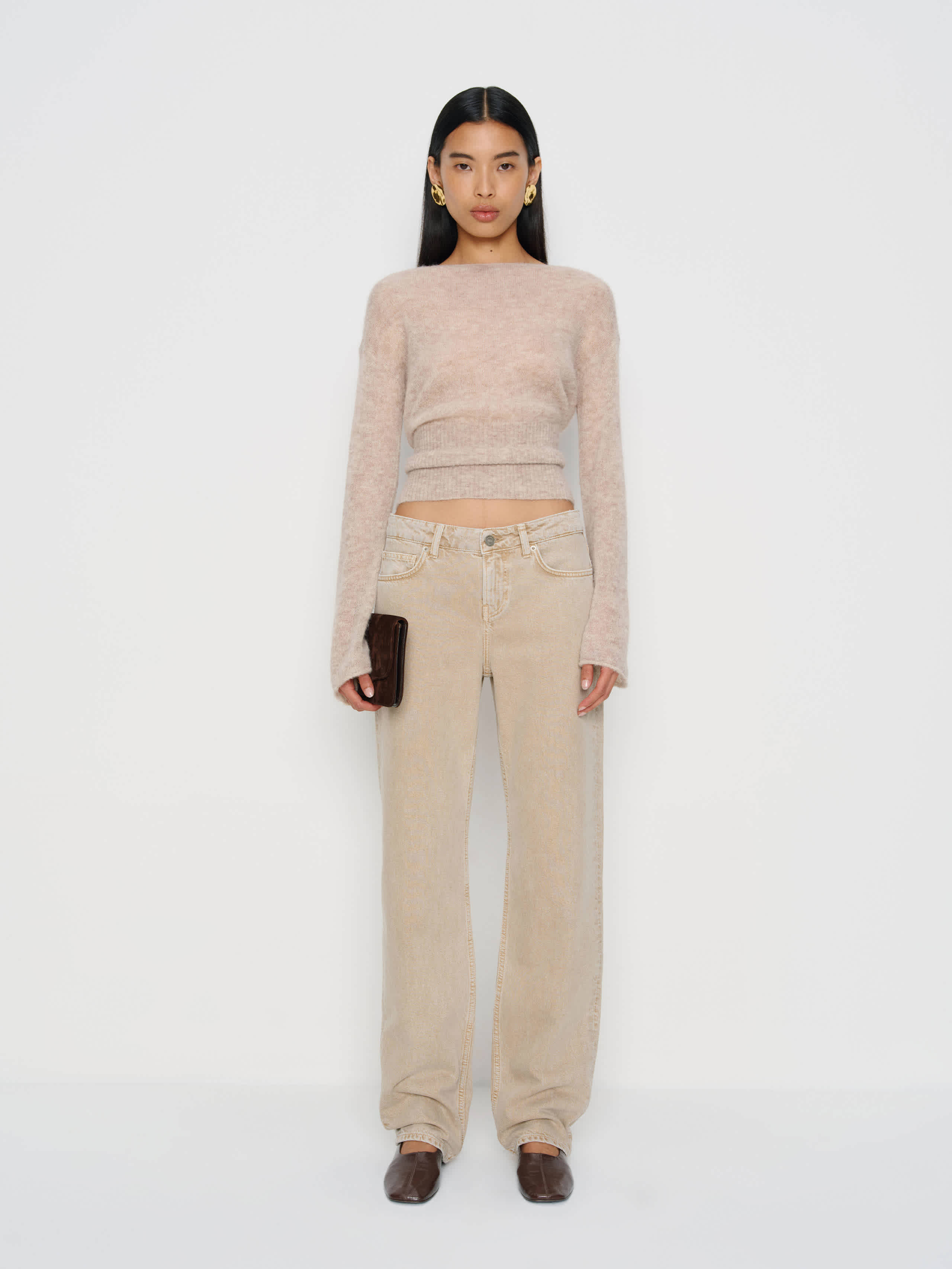 Reformation Charlee Low Rise Straight Leg Jeans In Neutral