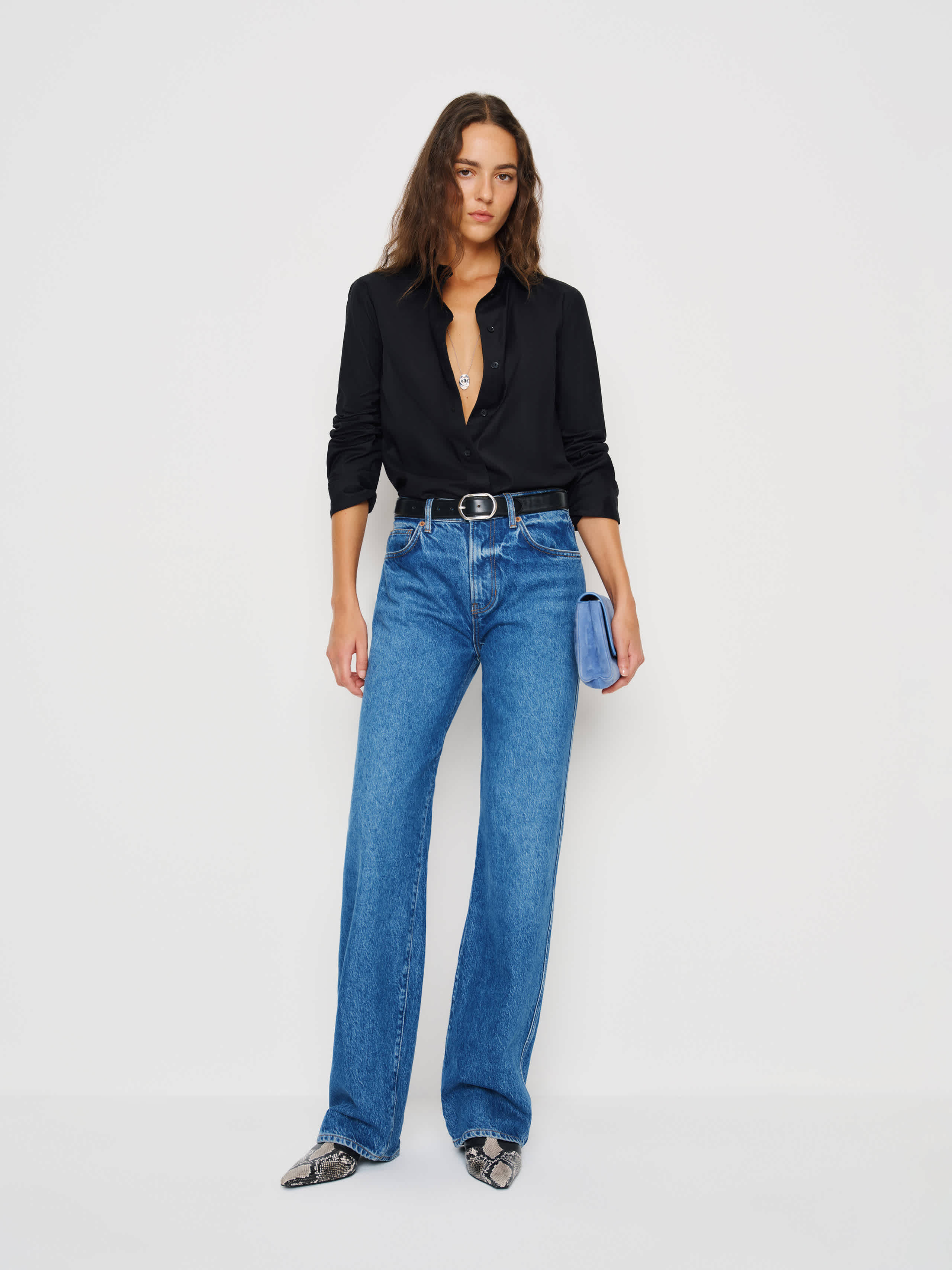 Reformation Alfie Relaxed Shirt In Black