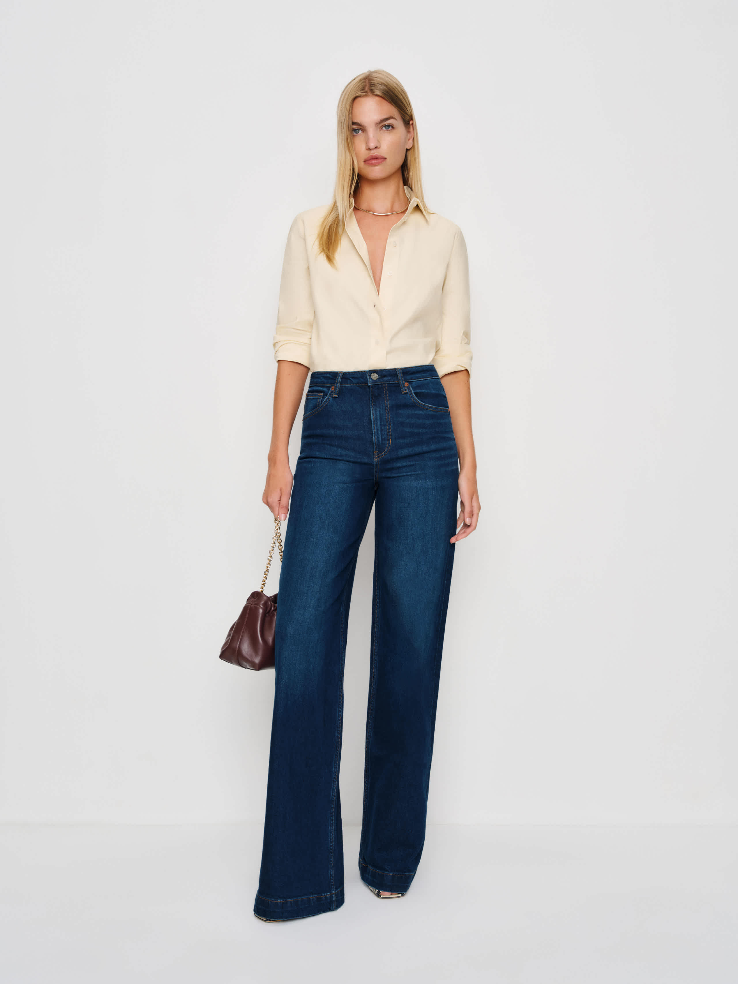 Reformation Alfie Relaxed Shirt In White
