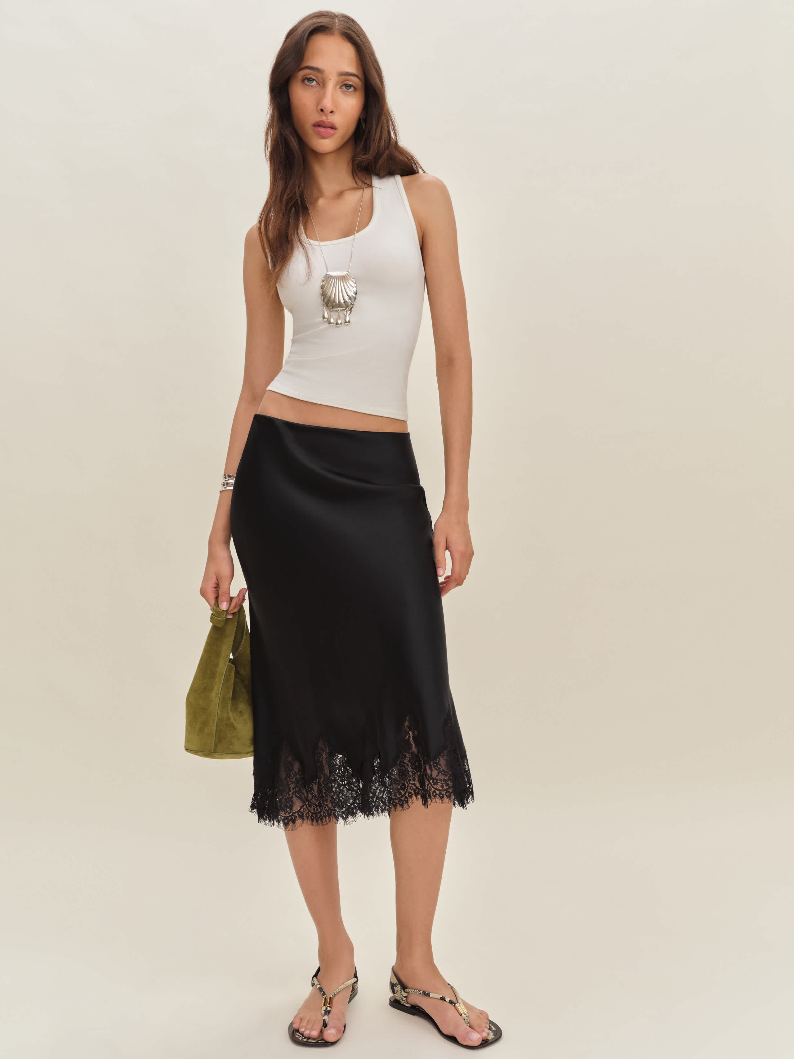 Reformation Jupe En Soie Carolina