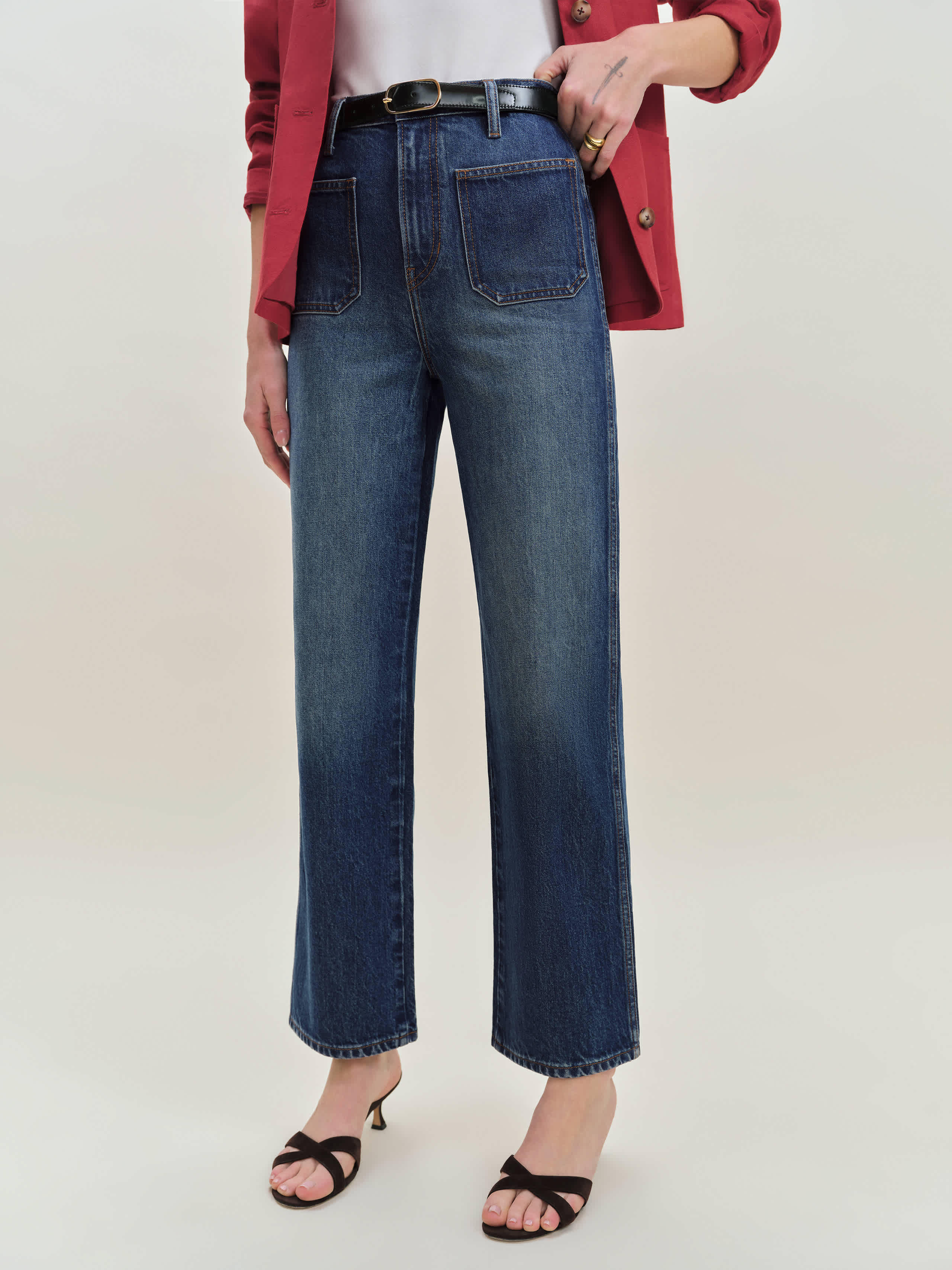 Reformation Alyssa Stretch High Rise Wide Leg Cropped Jeans In Mellusine