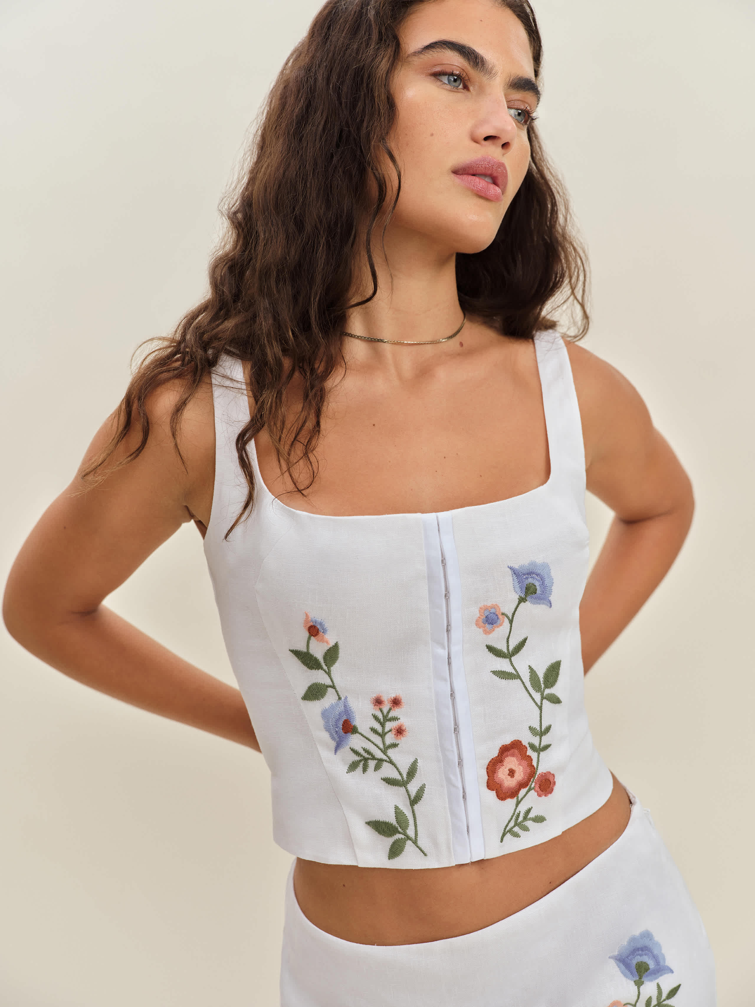 Reformation Juliet Linen Top
