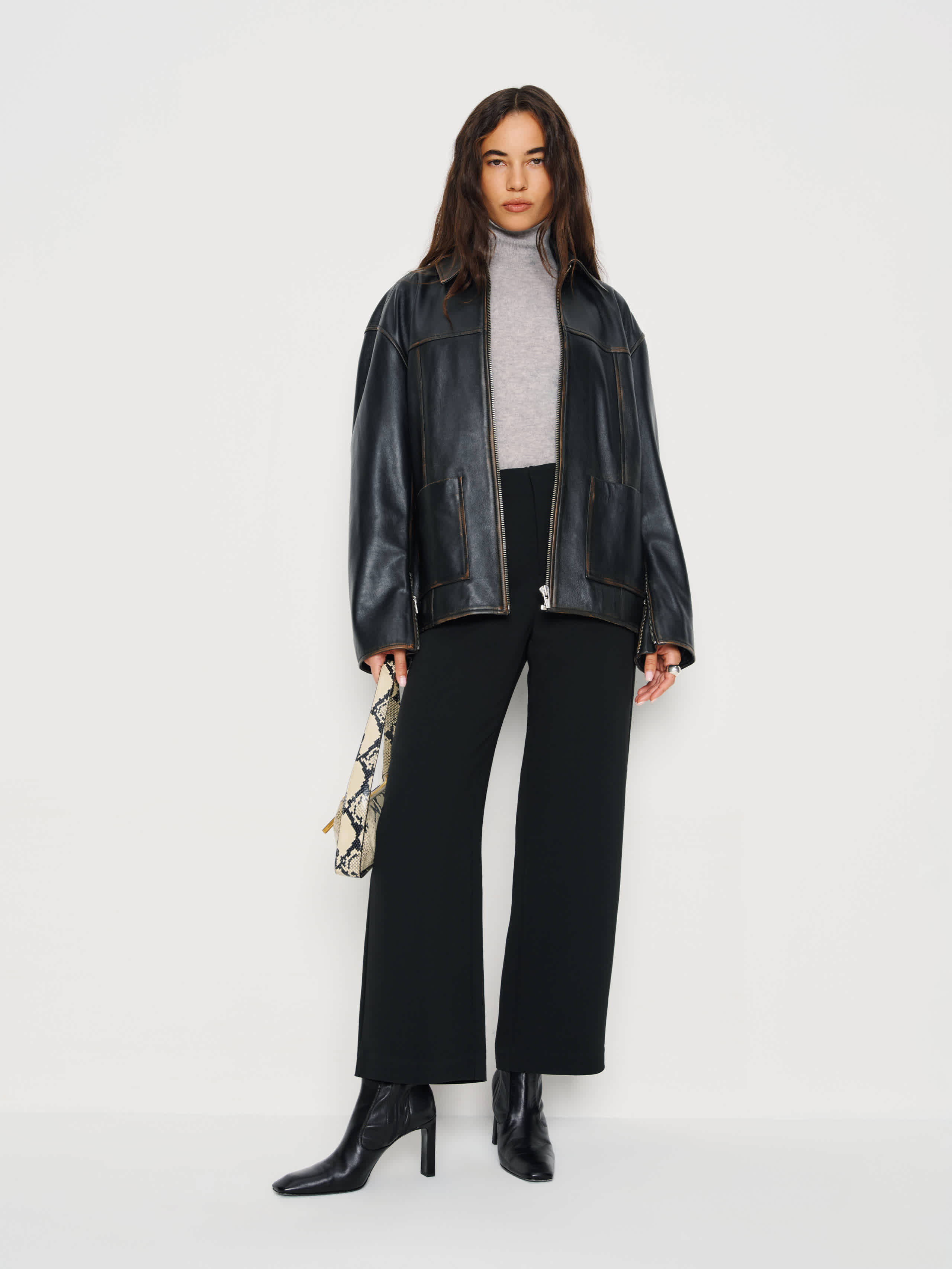 Reformation Joni Cropped Pant In Animal Print