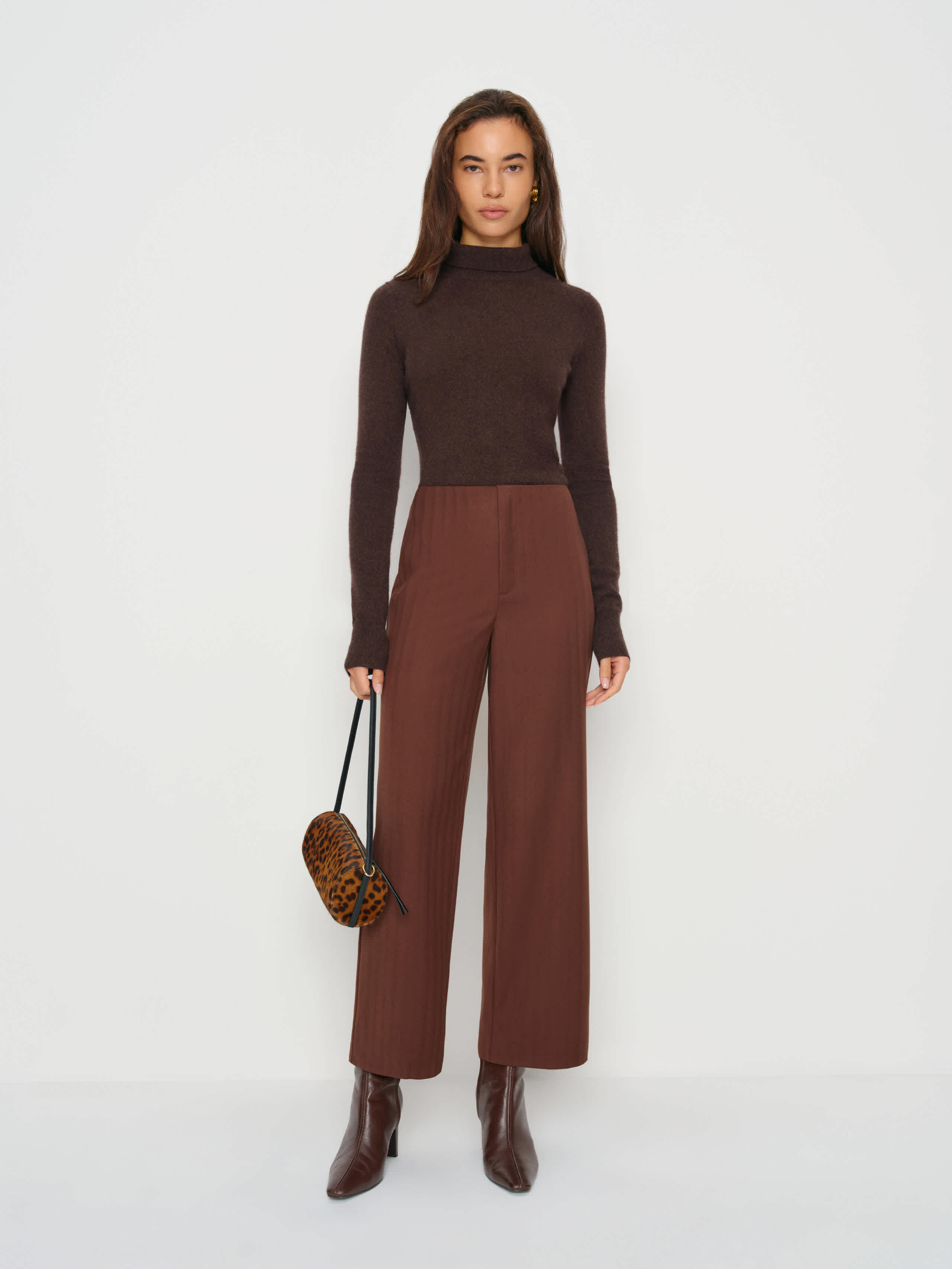 Reformation Joni Cropped Pant In Brown