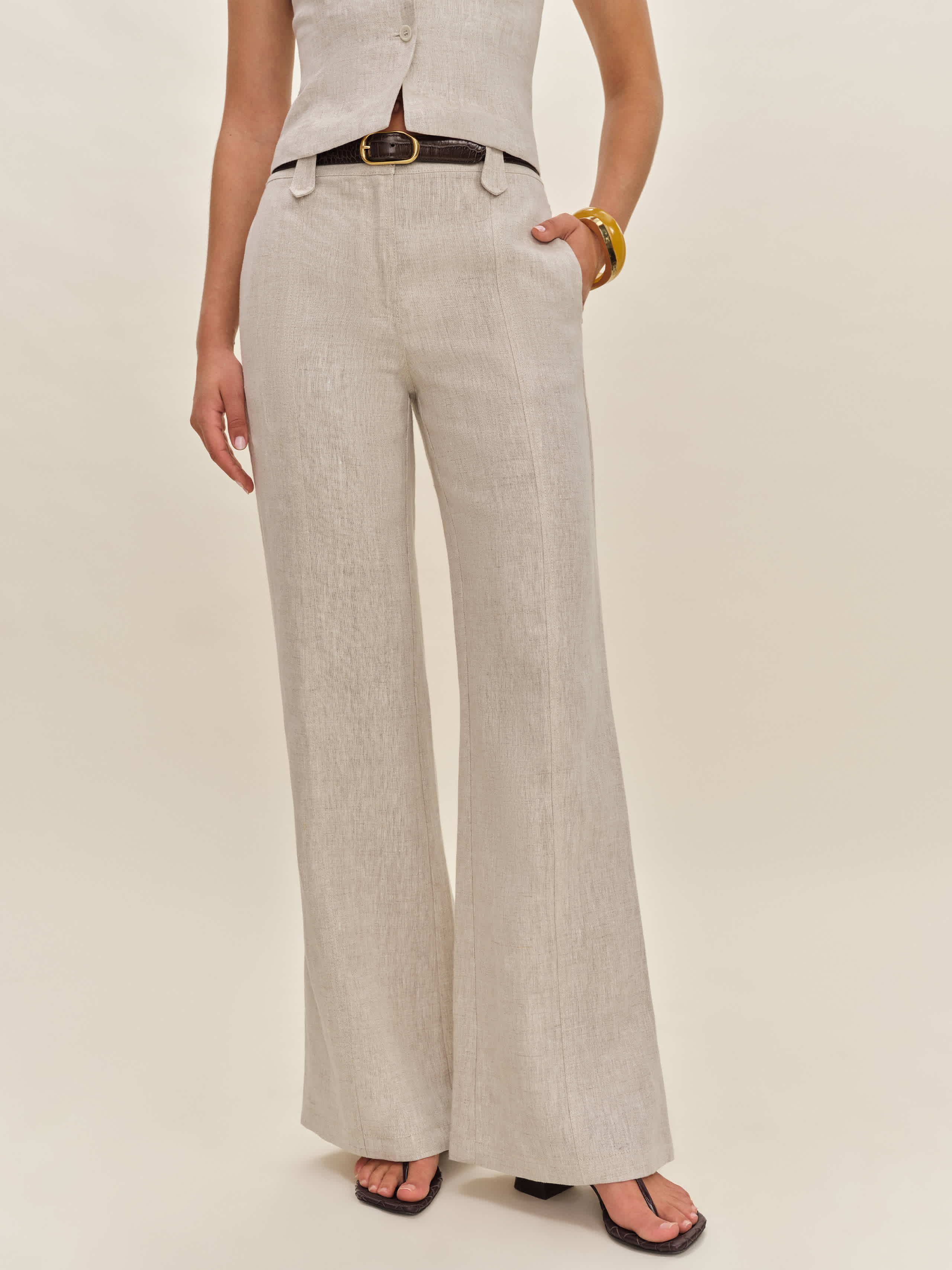 Reformation Astrid Linen Mid Rise Pant