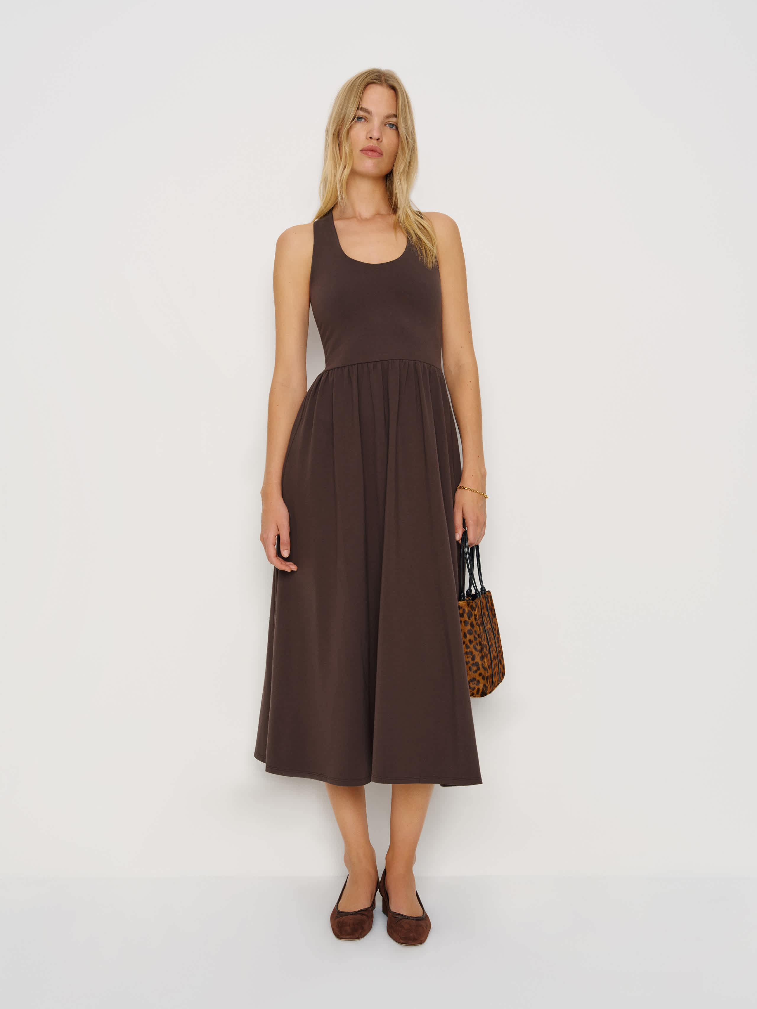 Reformation Walker Knit Dress In Brown