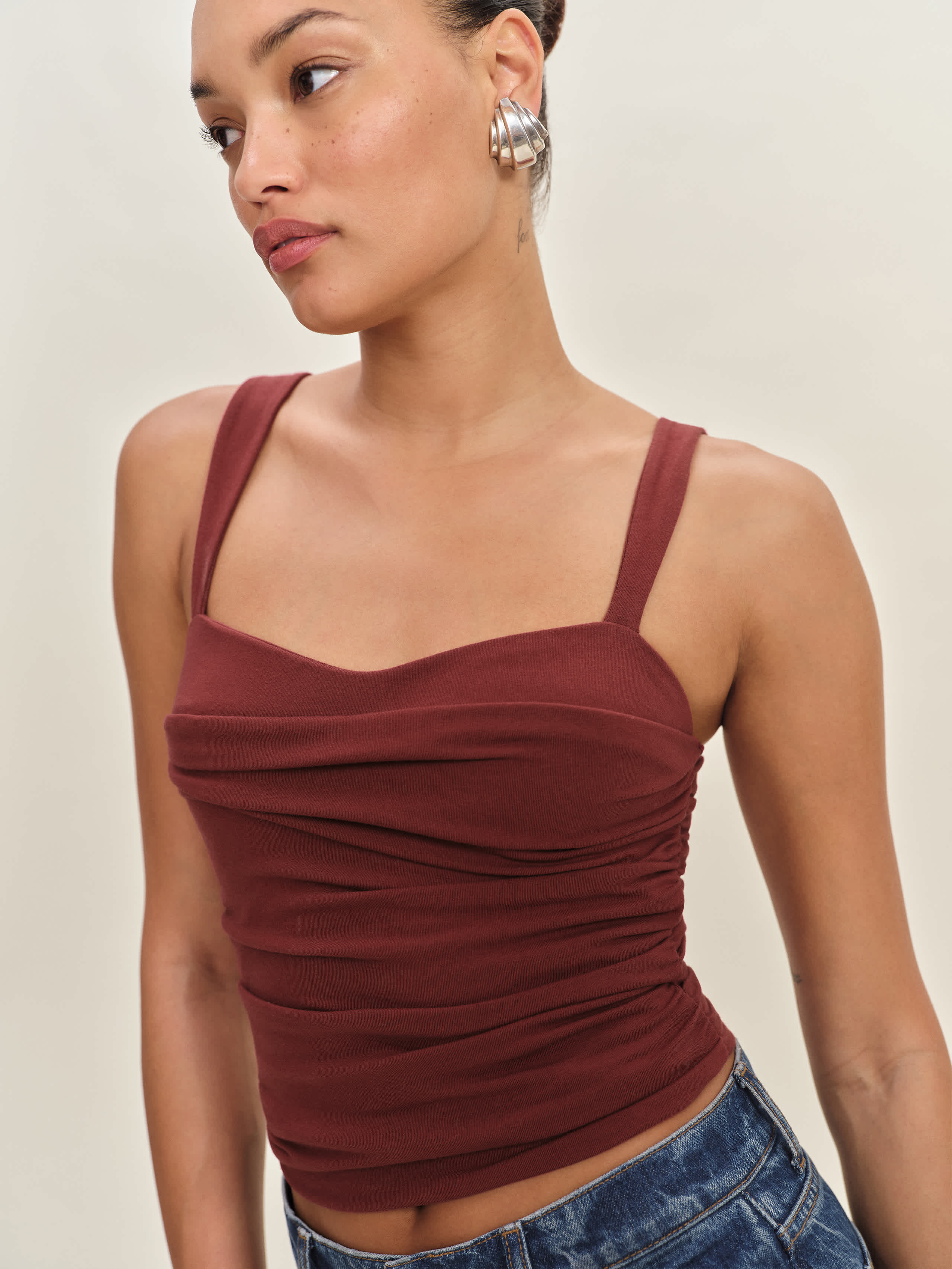 Reformation Trish Knit Top In Burgundy