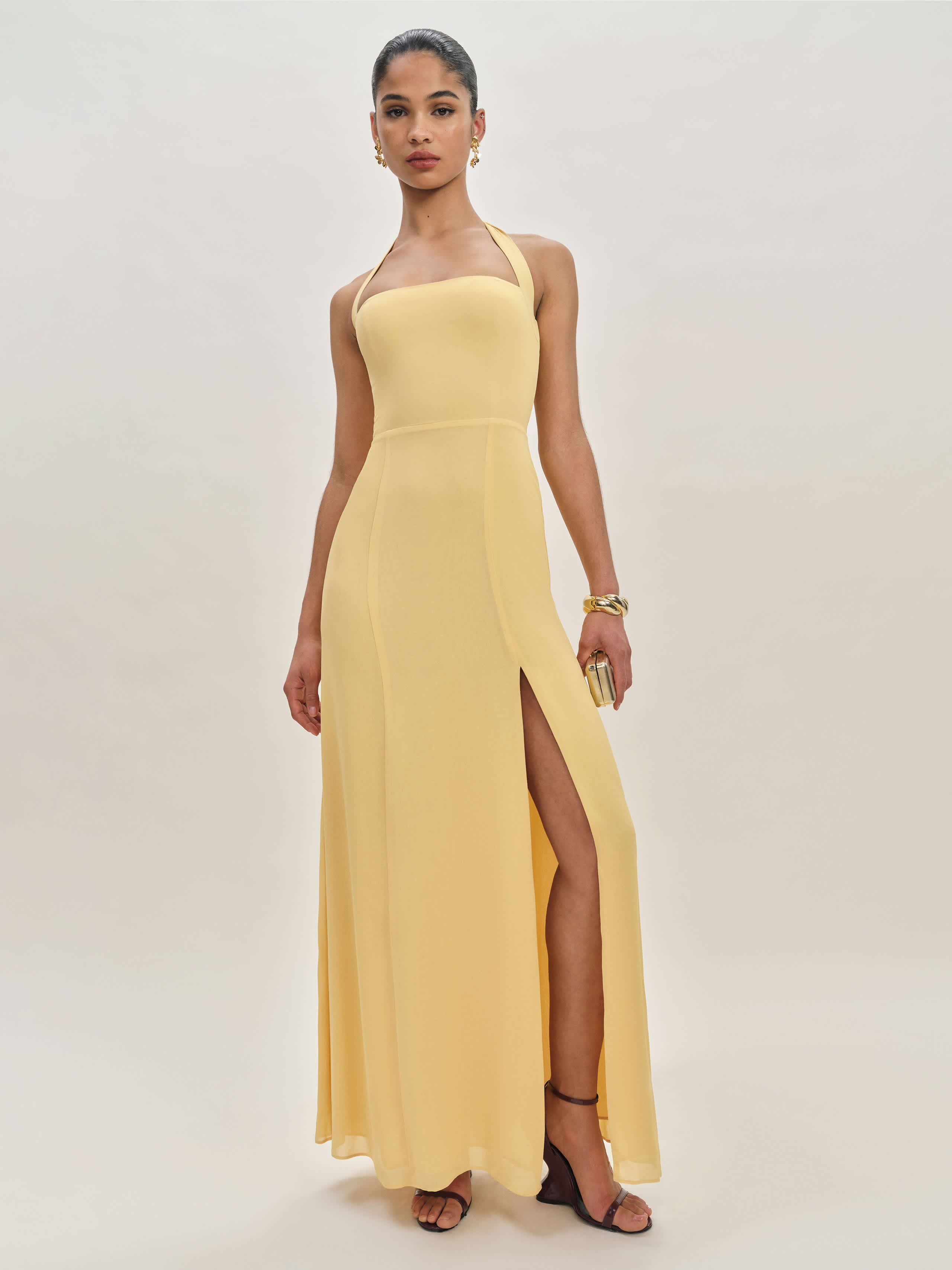Reformation Robe Jovelle In Jaune